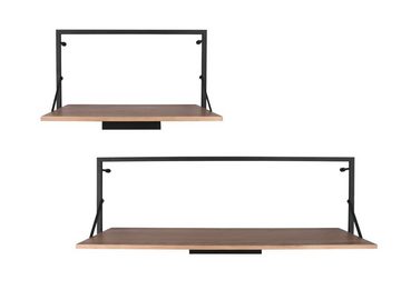 MIRRORS AND MORE Hängeregal, 2er SET Design Schweberegal LED Beleuchtung Holz & Metall 50 & 90cm