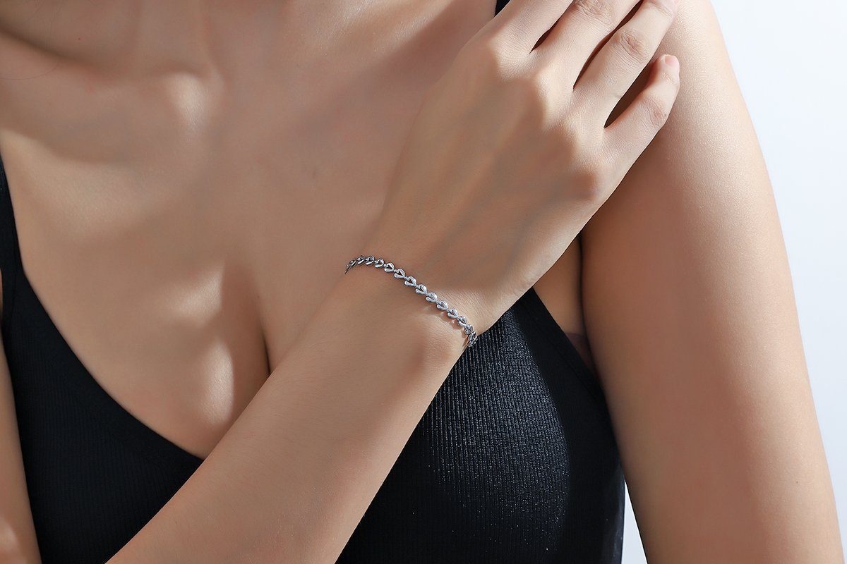 Silber Armband aus Armkette Herz Herzkettenglieder Eyecatcher 3 Farben Armkette
