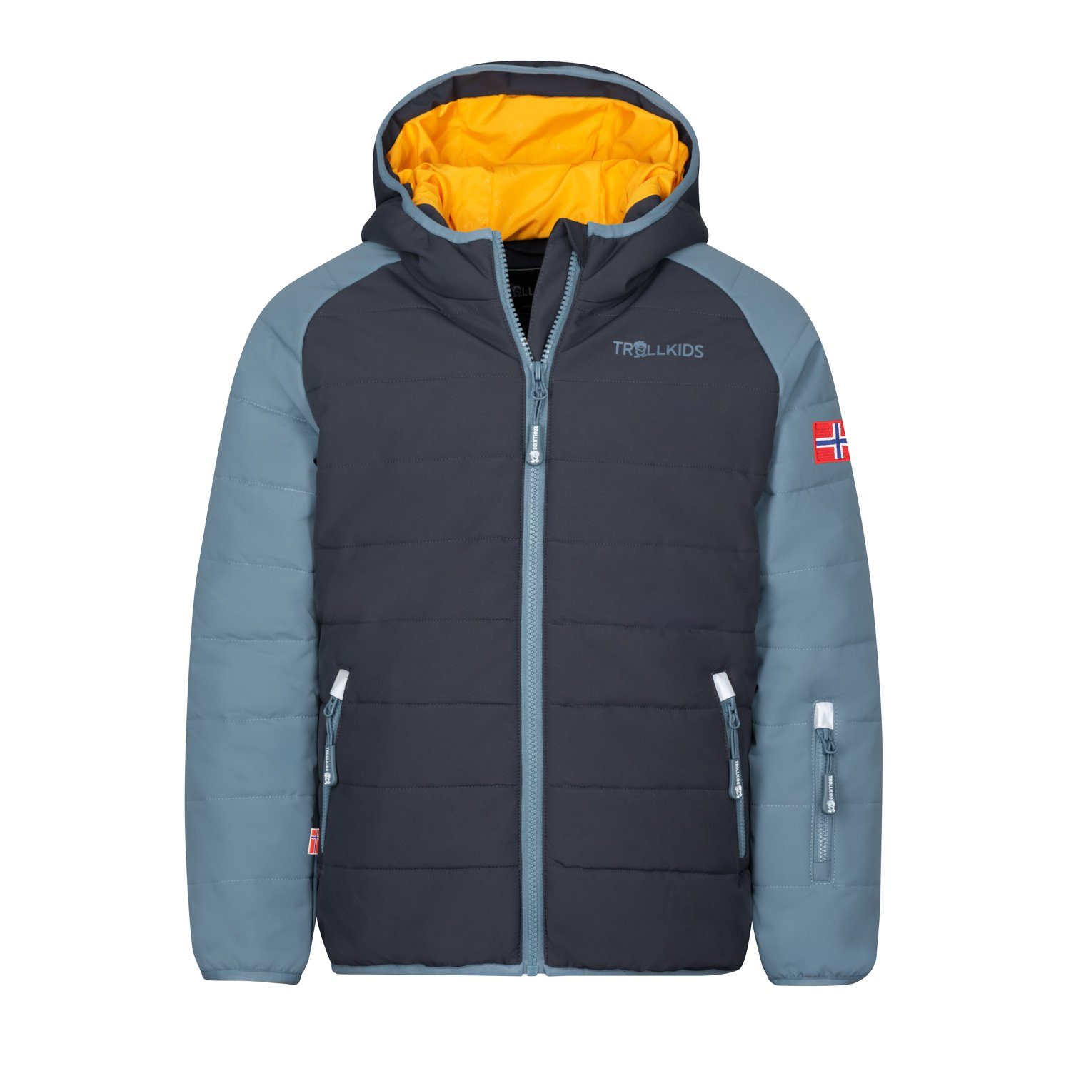 Skijacke TROLLKIDS Hafjell PRO Schwarz/Stahlblau/Mango