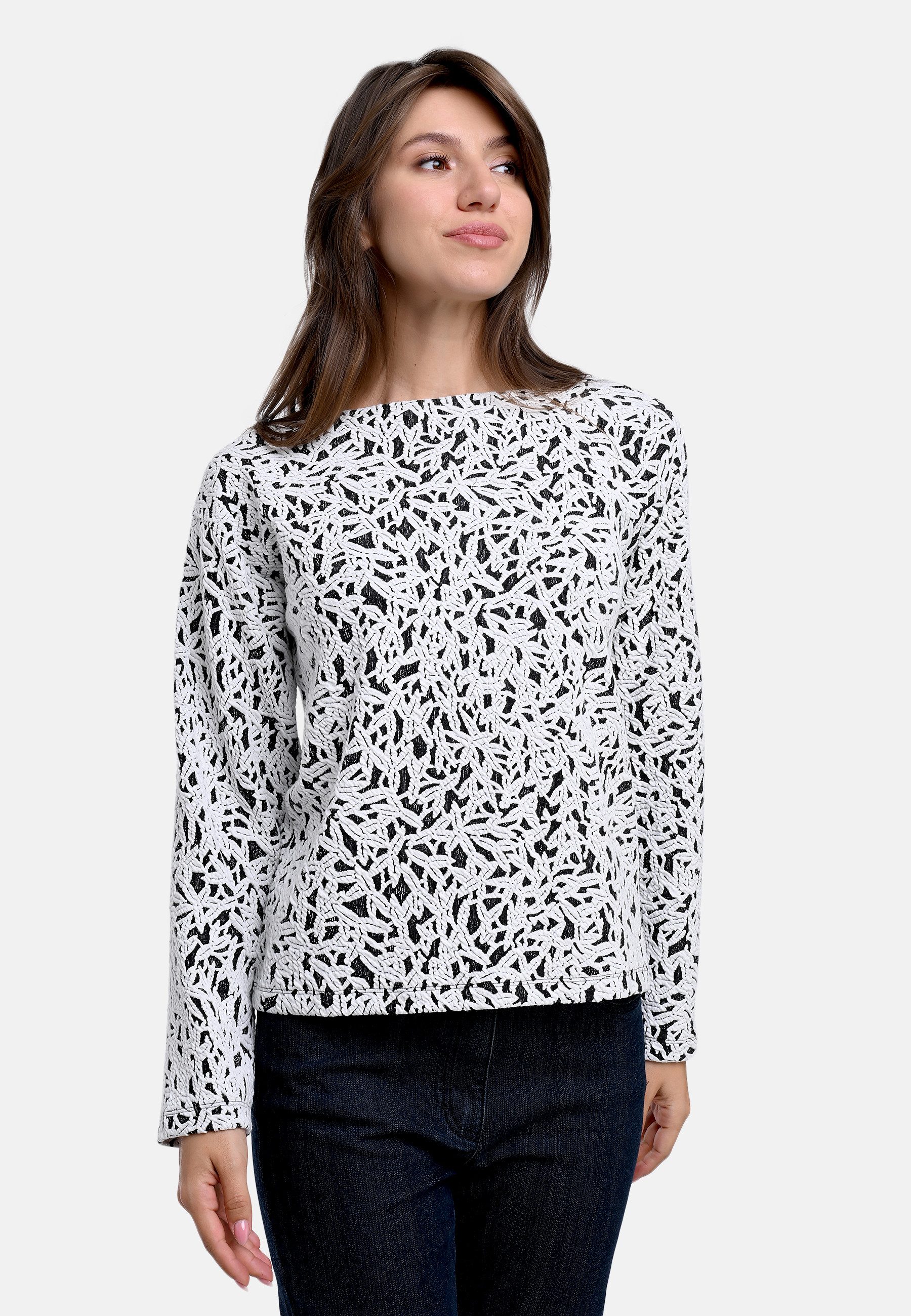 BICALLA T-Shirt Shirt mit Jacquardmuster in Weiß/Anthrazit (1-tlg) günstig online kaufen