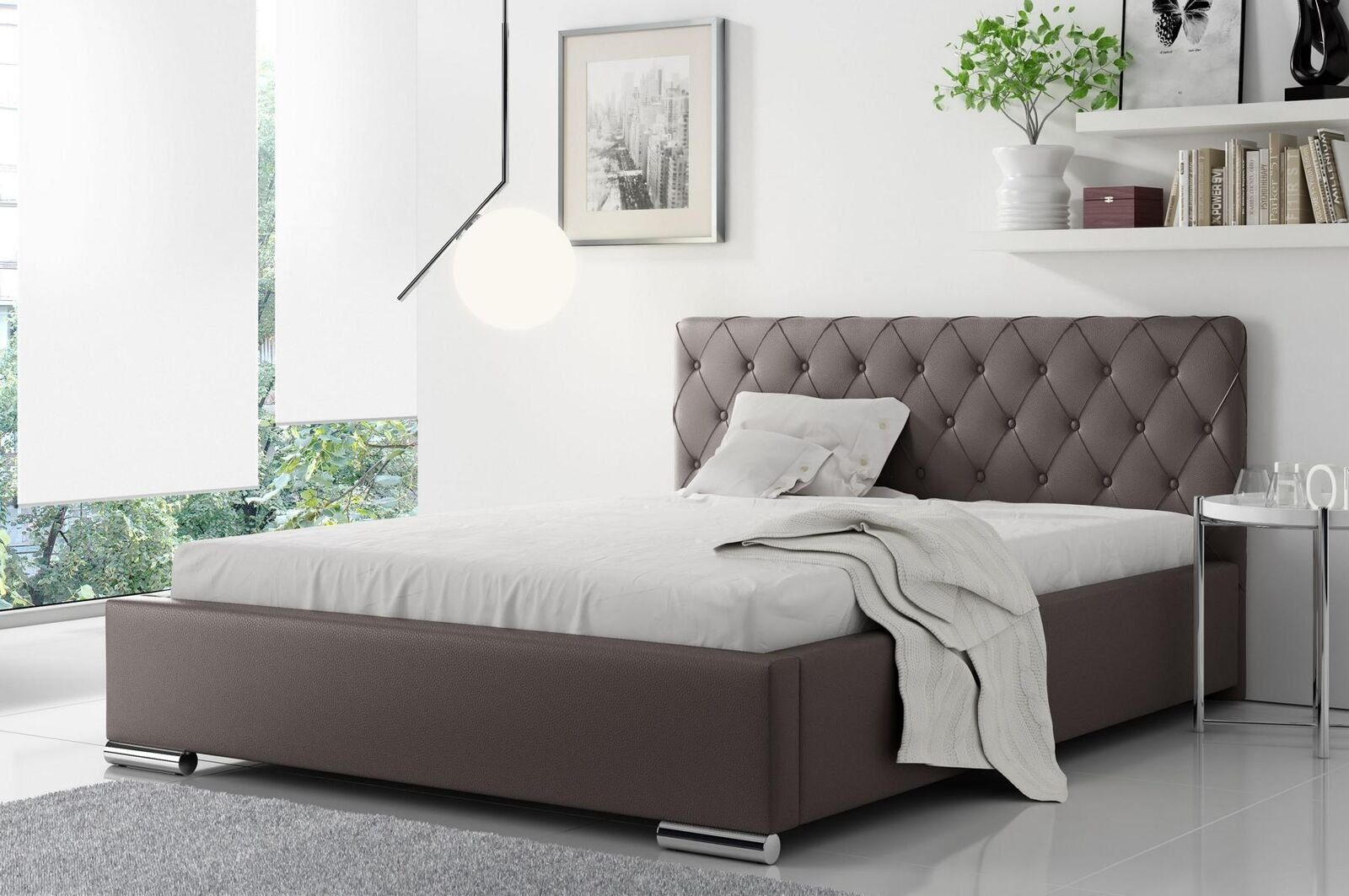 Betten Ehebett Braun Schlafzimmer Doppelbett Bettrahmen Polsterbett, JVmoebel Bettgestell