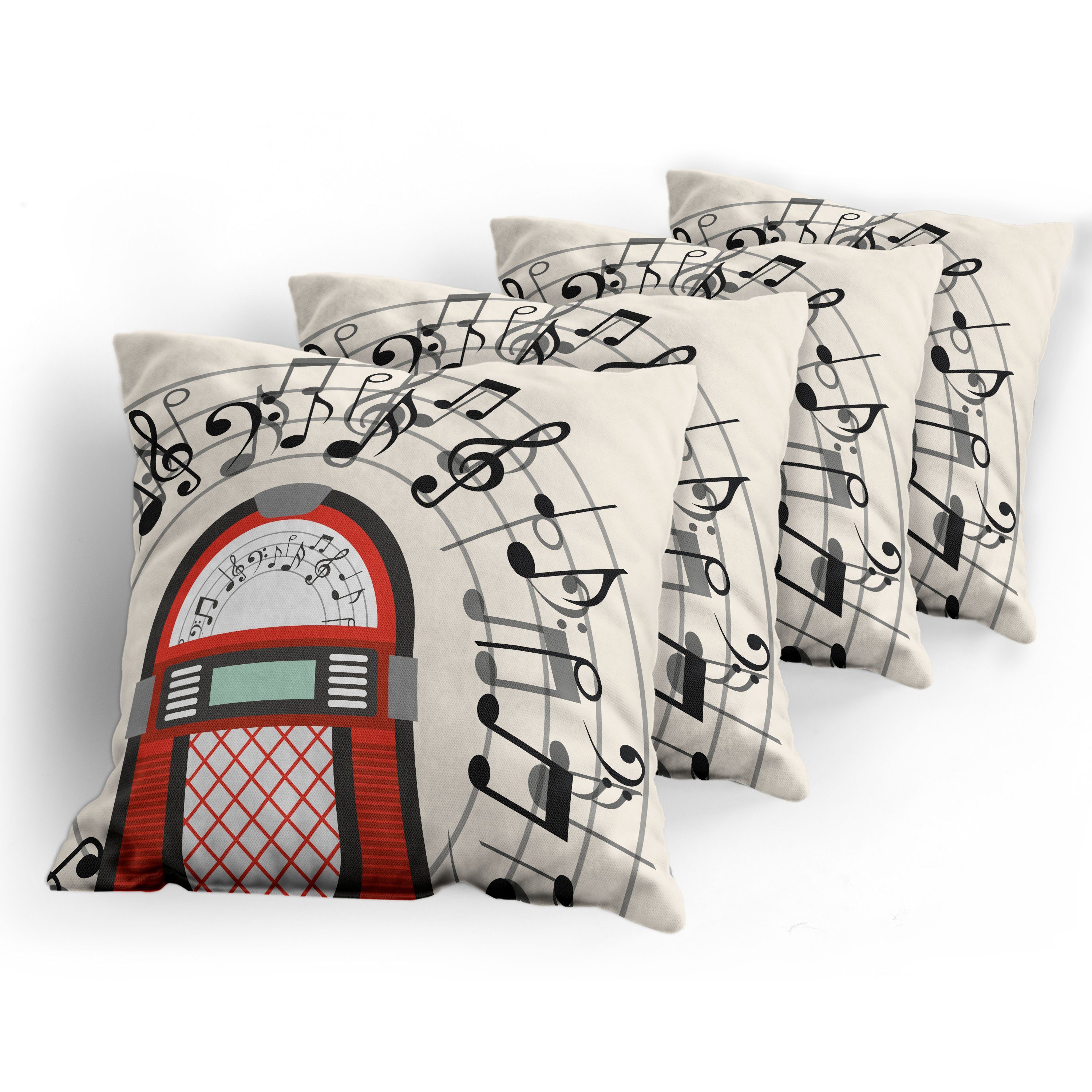 Accent Kissenbezüge Music Party Modern Old (4 Abakuhaus Red Stück), Antique Box Digitaldruck, Doppelseitiger