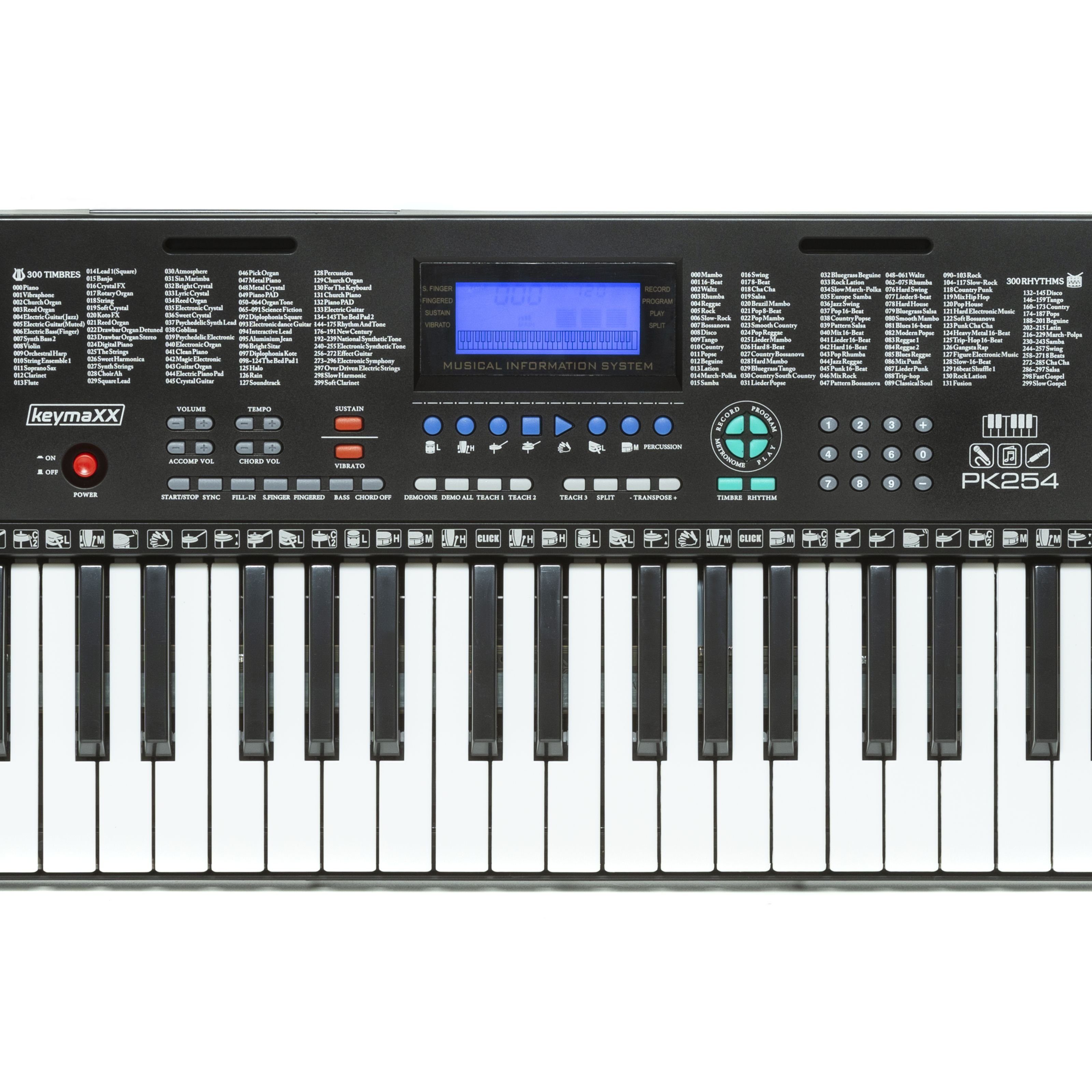 keymaXX Home-Keyboard (Kinder Keyboard mit 54 Tasten Mikrofon Notenhalter Effekte Aufnahme- und Lern-Funktion und 30 Demo Songs Keyboard lernen für Anfänger und Kinder schwarz PK 254, Keyboards, Home Keyboards), Kinder Keyboard, Keyboard lernen, Anfänger Keyboard