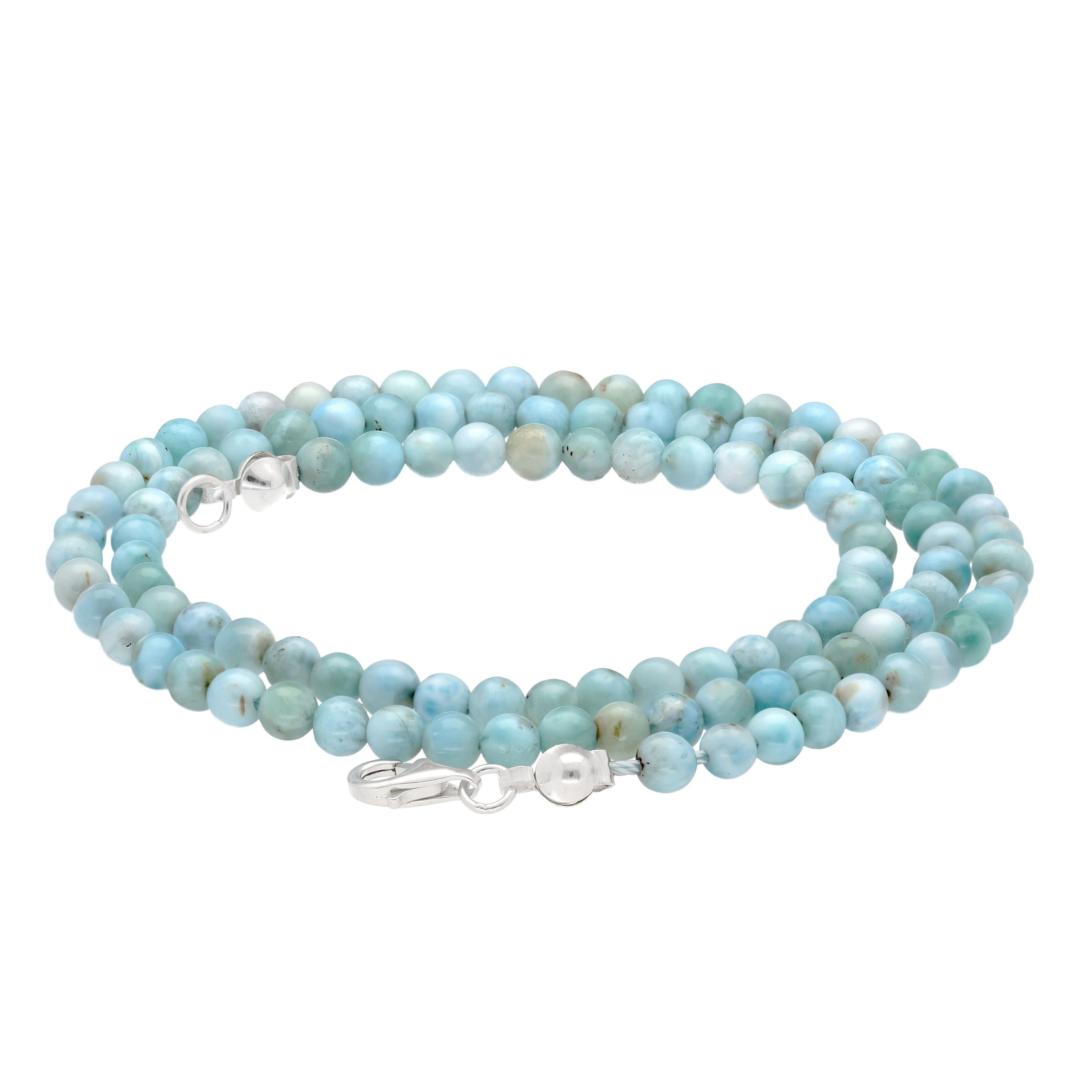 Lebensquelle Plus Kette ohne Anhänger Edelstein Kugelkette + 925 Silber Verschluss, Ø 4mm Kugeln 45cm lang