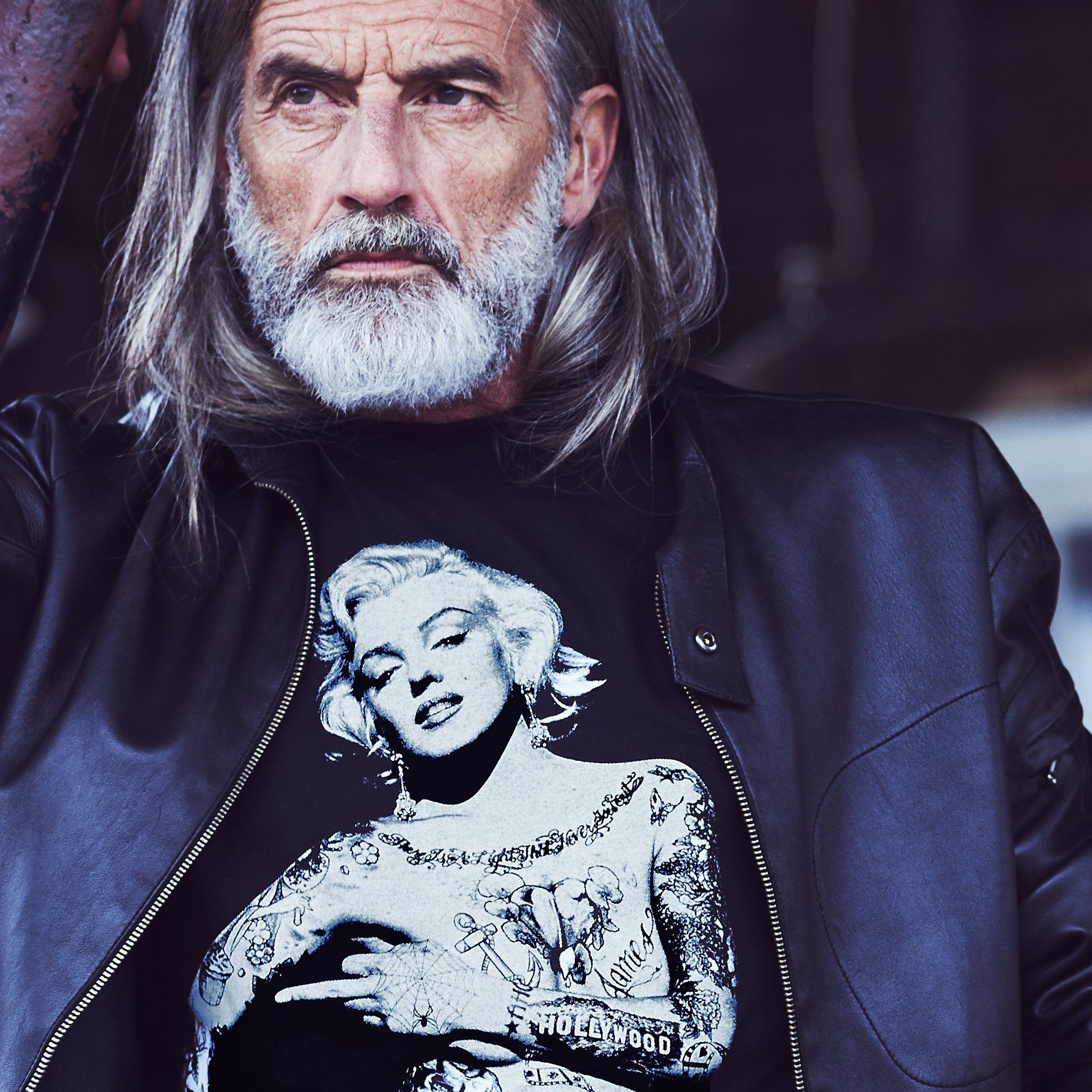 aus Druck, Baumwolle Motiv Print-Shirt mit mit Tattoo Aufdruck Vintage - MAKAYA Männer T-Shirt Marilyn Schwarz