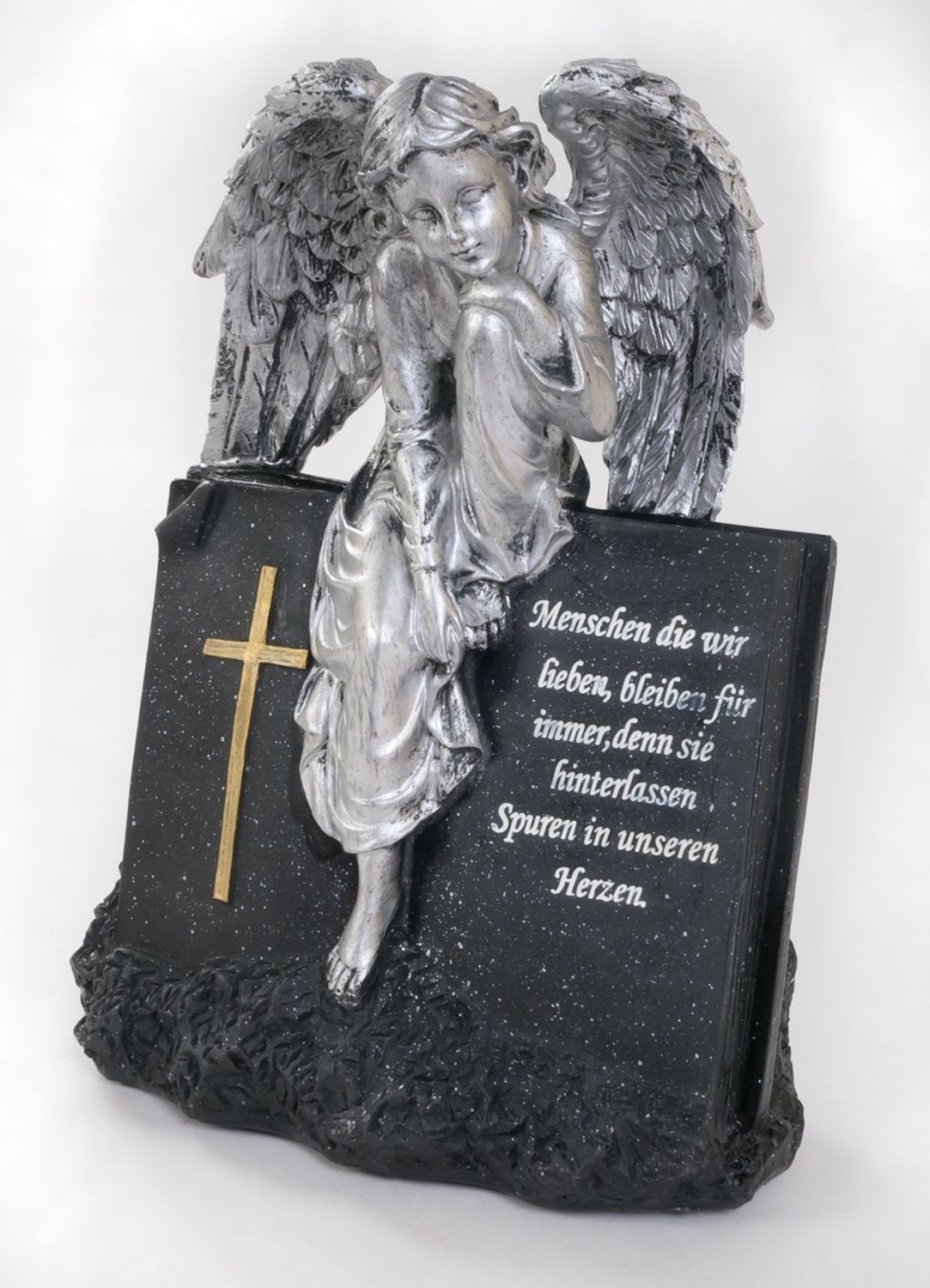 BURI Dekobaum Grab-Spruchstein Engel sitzend 28cm Grabschmuck Gedenkstein G günstig online kaufen