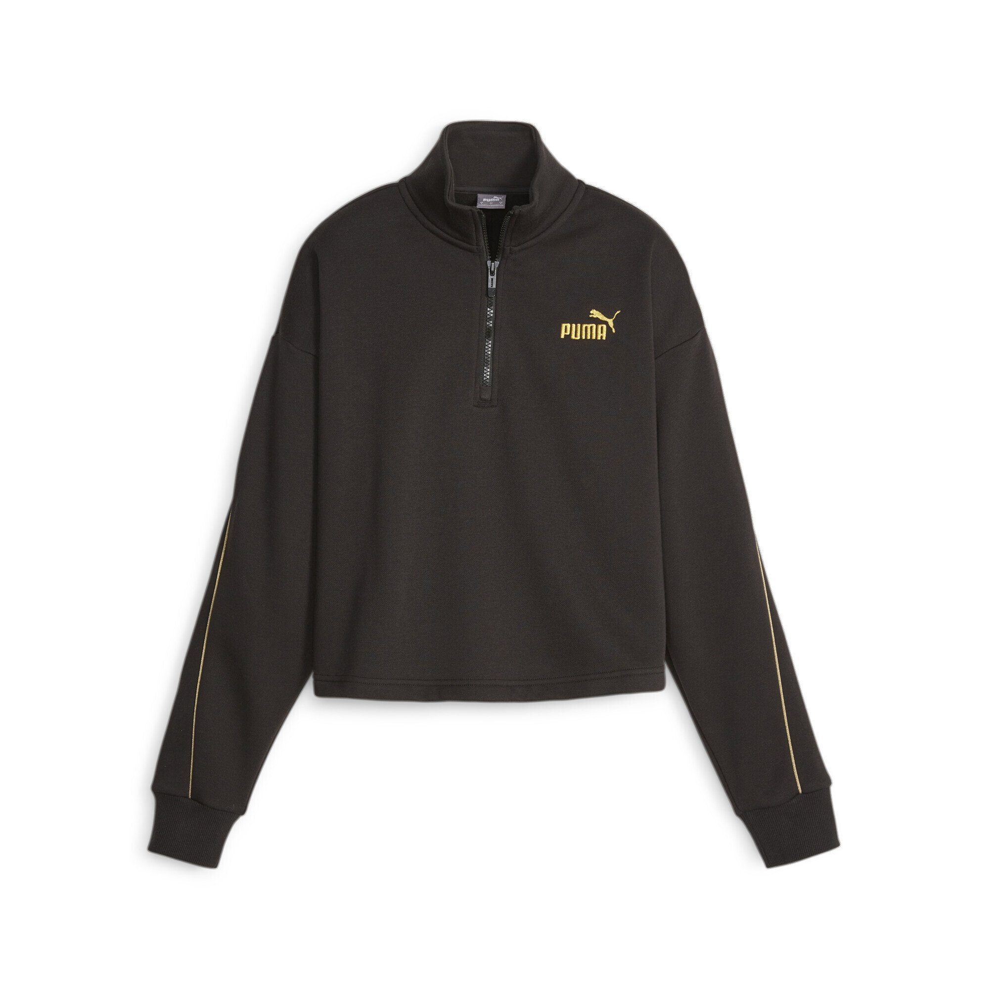 PUMA Sweatshirt ESS+ MINIMAL GOLD Half-Zip Damen Black