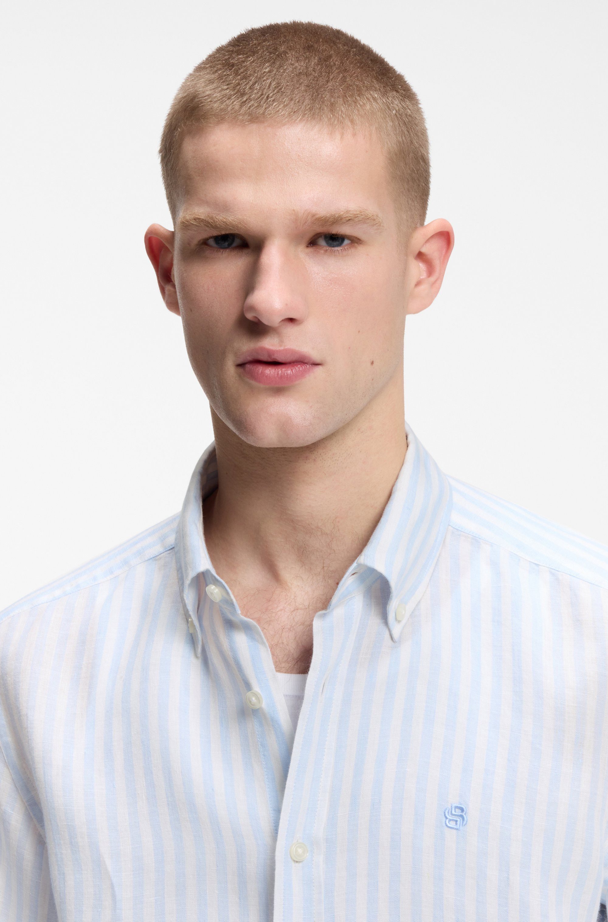BOSS Leinenhemd LIAM 100% Seide Premium Sommerhemd Button-Down-Kragen, regu günstig online kaufen