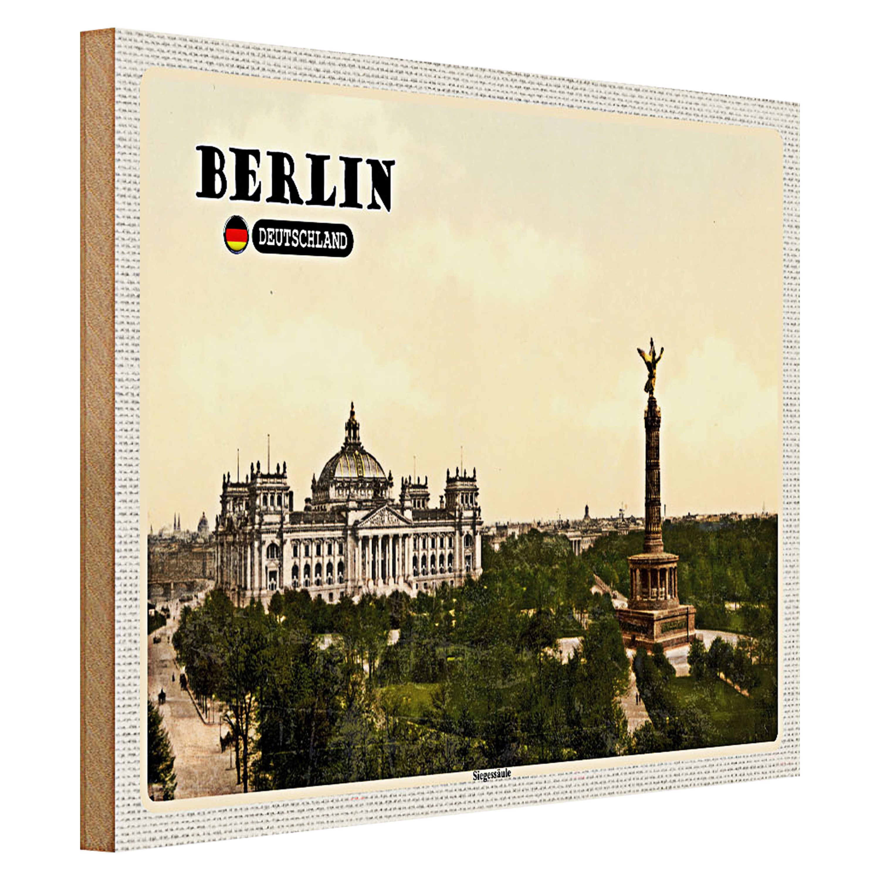 Roomando Holzbild Städte Berlin Siegessäule Deutschland 40x30cm