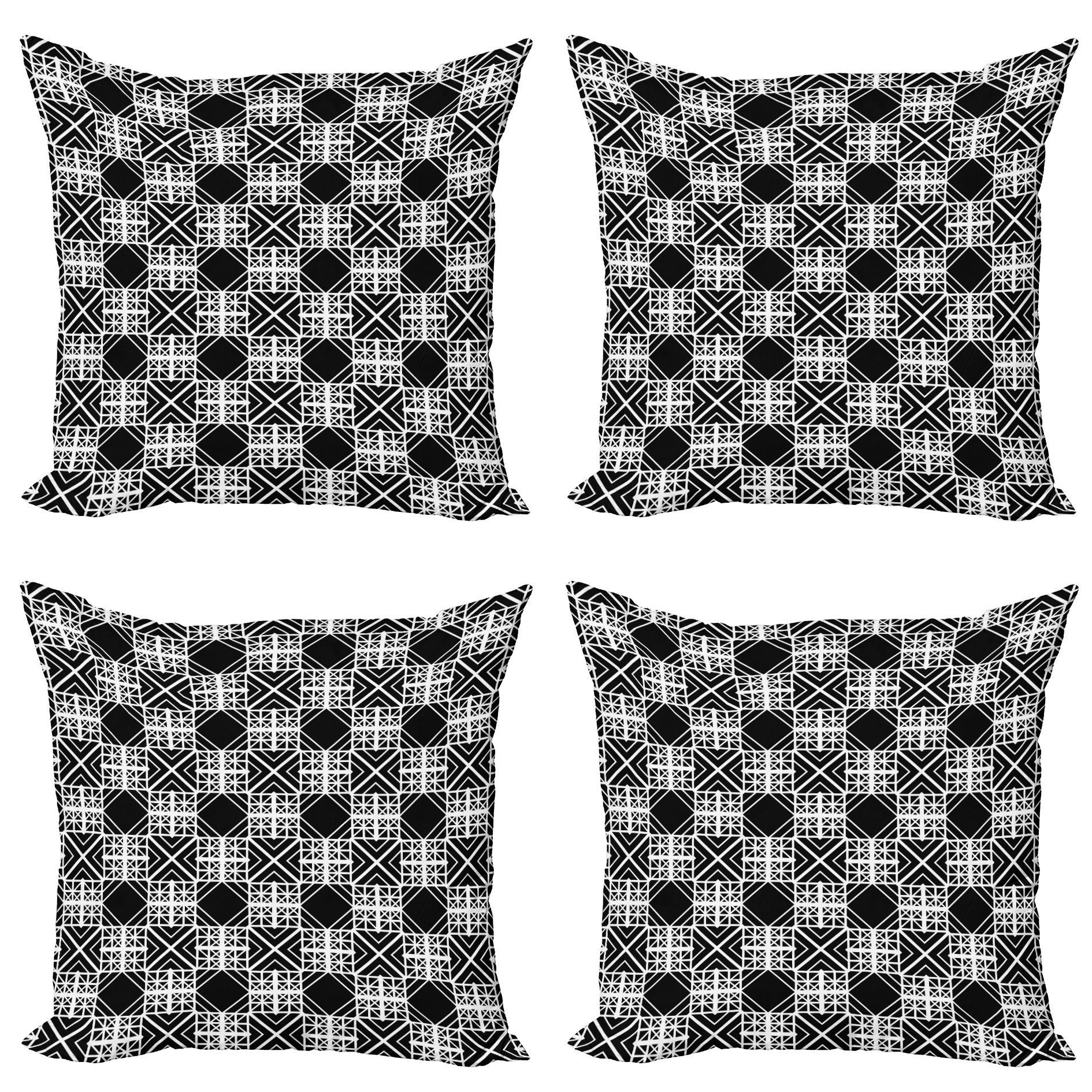 Kissenbezüge Modern Accent Doppelseitiger Digitaldruck, Abakuhaus (4 Stück), Gitter Kunstwerk von Squares Stripes