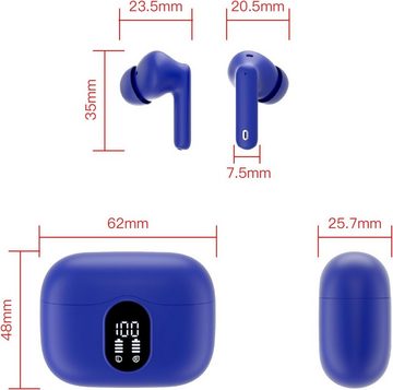 Btootos Bluetooth 5.3 Sport 4 Mikrofon LED-Anzeige HiFi Stereo wireless In-Ear-Kopfhörer (Kristallklare Anrufe, kabellos, Bluetooth, mit 40 std Spielzeit ENC Lärmreduzierung Ohrhörer für Arbeit & Studium)