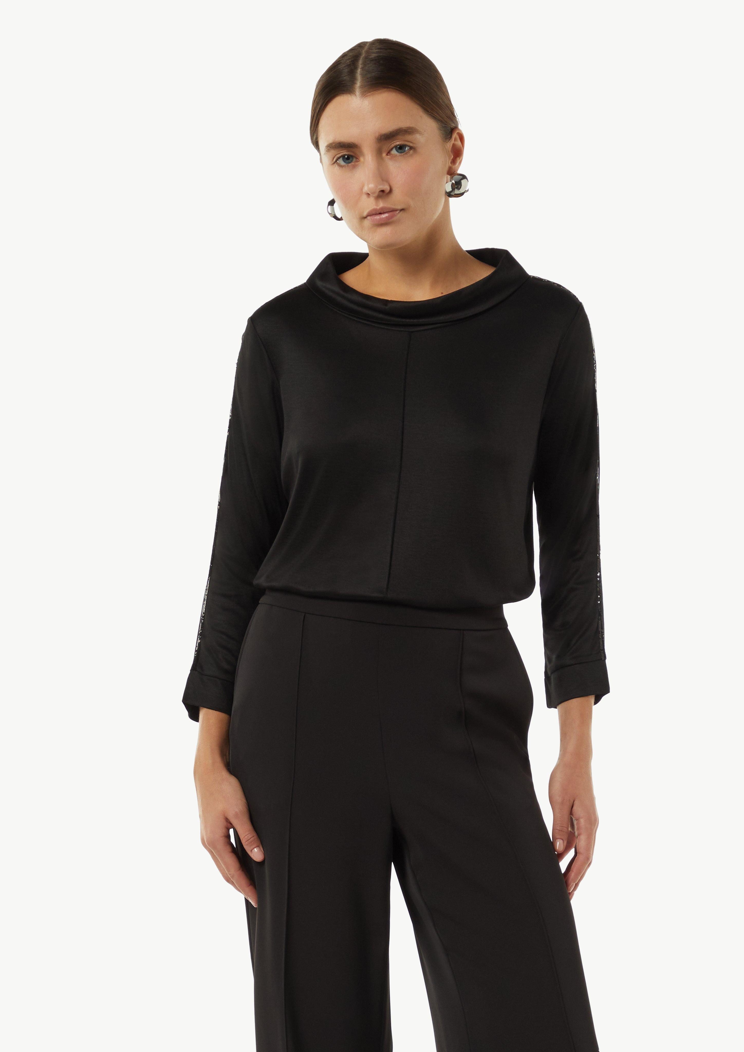 Comma Shirttop Viskose-Shirt mit Pailletten-Details Pailletten günstig online kaufen