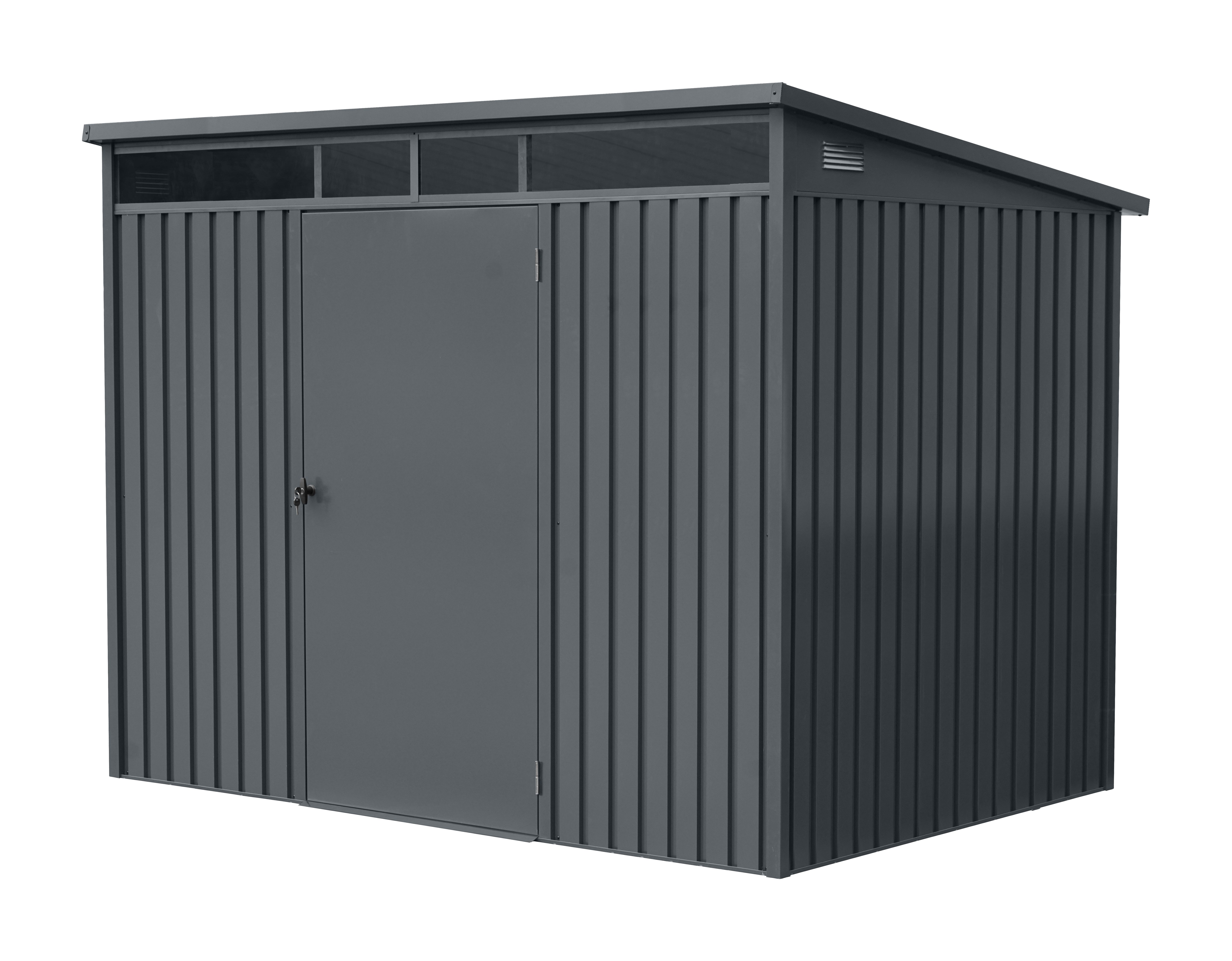 GARDEN 'N' MORE Gerätehaus Pultdachhaus Basic plus, BxT: 237x186 cm, einfacher Aufbau, Oberlicht, Langlebig, abschließbar