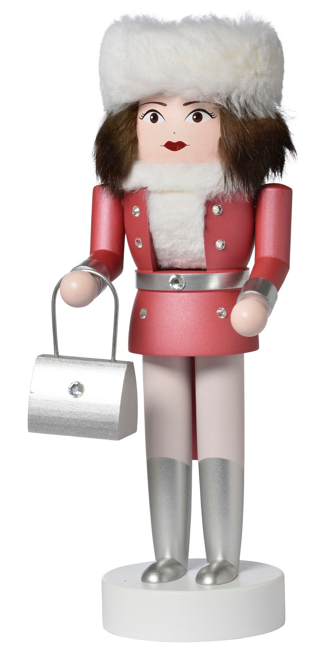 KWO Kunstgewerbe-Werkstätten Olbernhau GmbH Щипцы для орехов Jasmin pink - Höhe: 25 cm - 19346, Handarbeit aus dem Erzgebirge