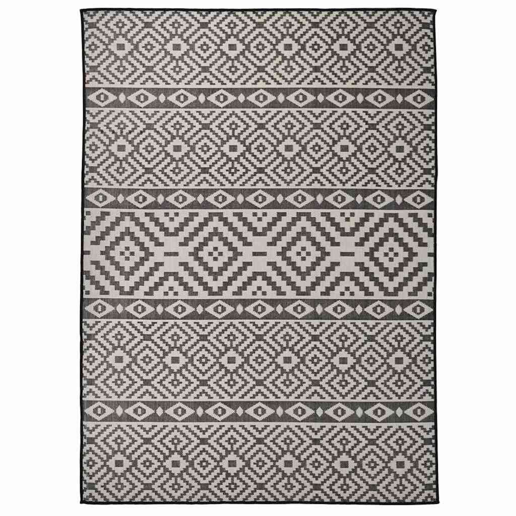vidaXL Teppich Outdoor-Teppich Flachgewebe 200x280 cm Schwarz Gestreift, Rechteckig