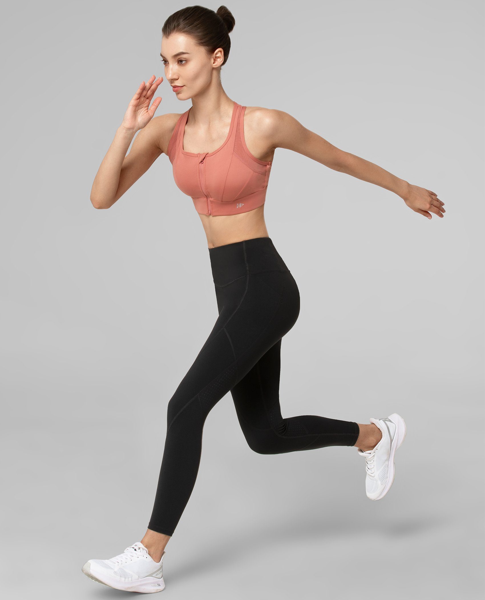 Yvette Sport-BH Mit Vorderem Reißverschluss – Stoßfest, Blumenmuster, Kreuzriemen, Für Training & Großen Busen