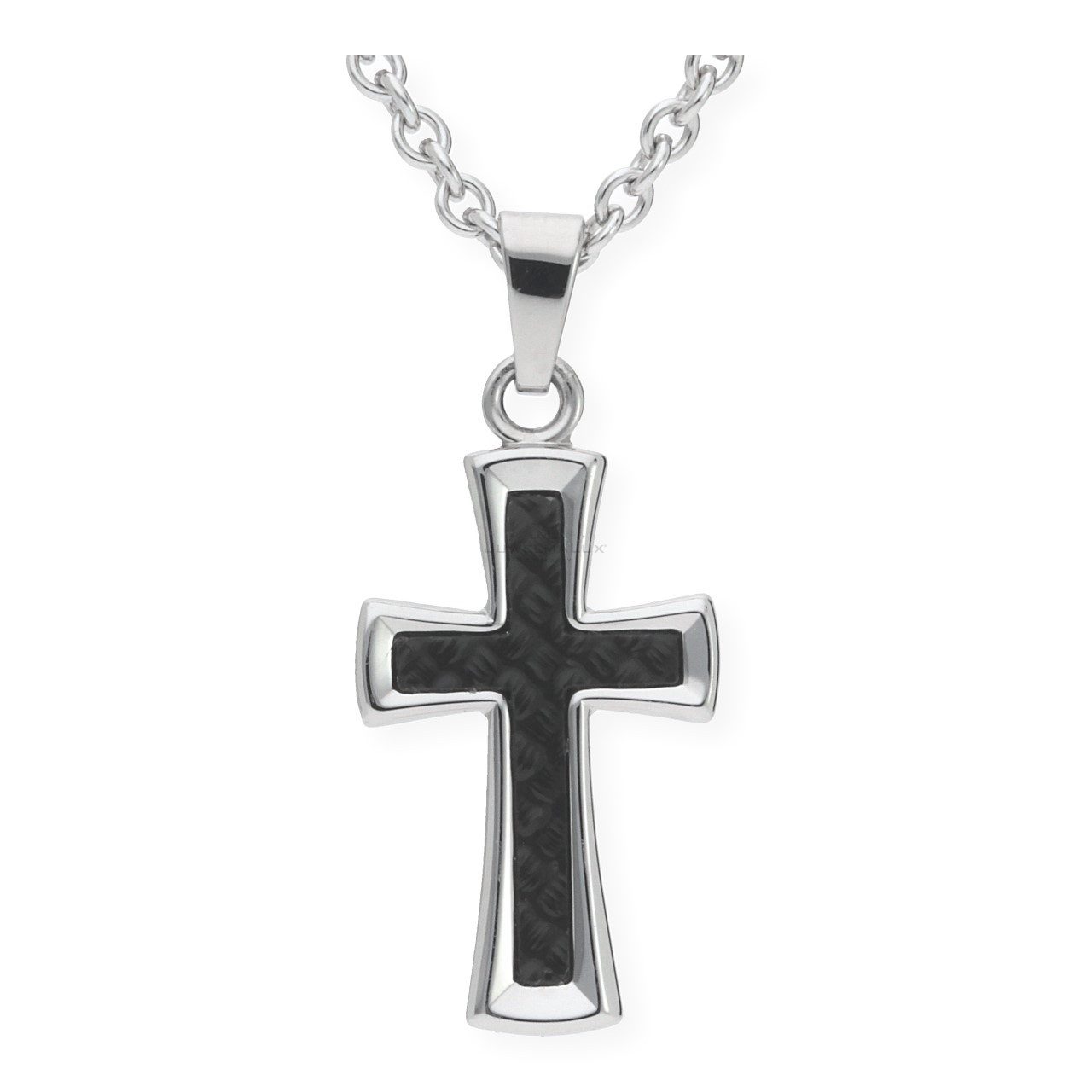 Kreuzanhänger Juwelmalux Anhänger 925/000 Sterling Silber Kreuz mit Carbon JL32-02-0