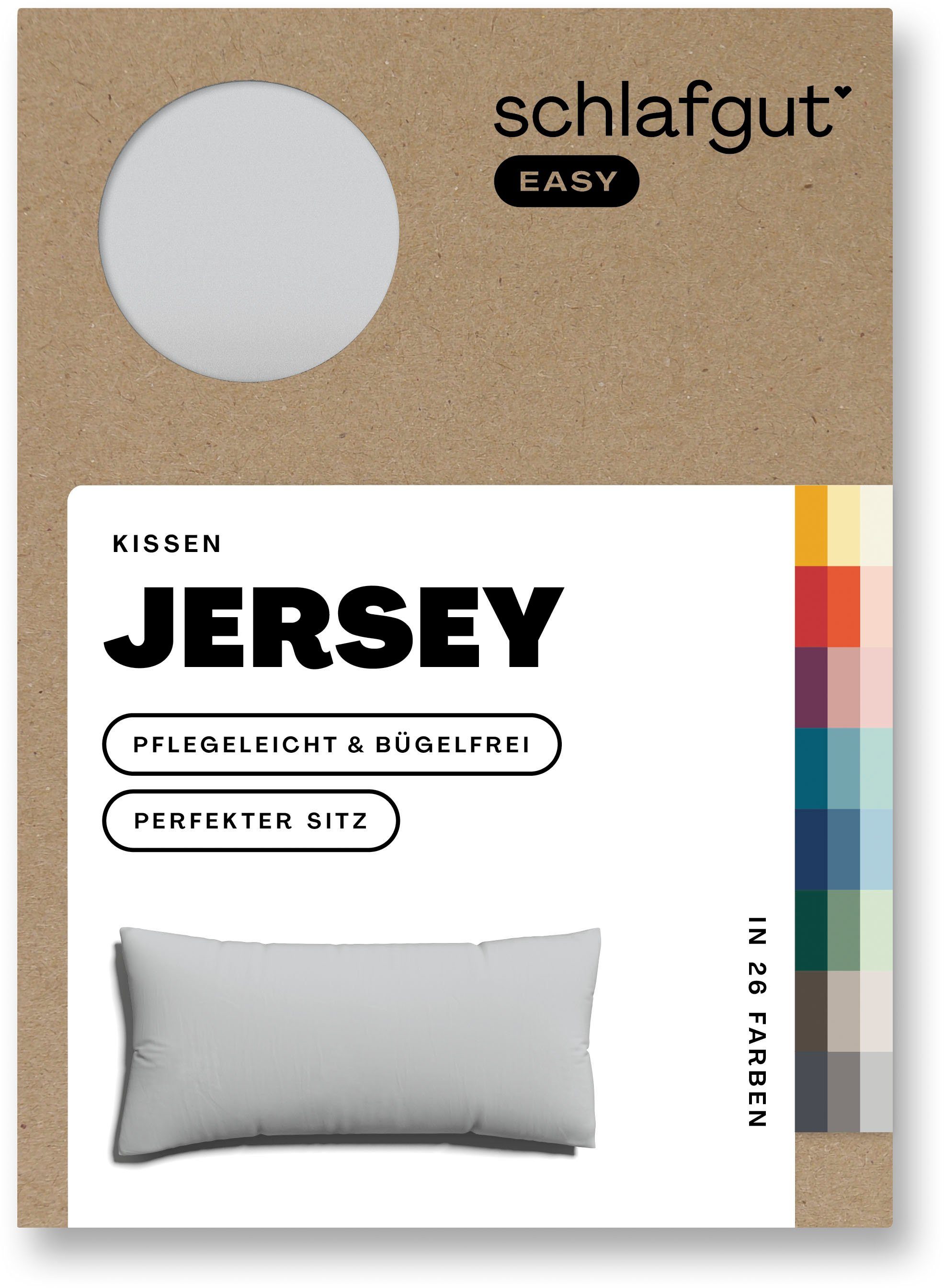 Schlafgut Kissenbezug EASY JERSEY Kissenhülle 100% Baumwolle, weicher Edel-Jersey, bügelfrei, (1 Stück), mit farblich angepasstem Reißverschluss, pflegeleicht, formstabil