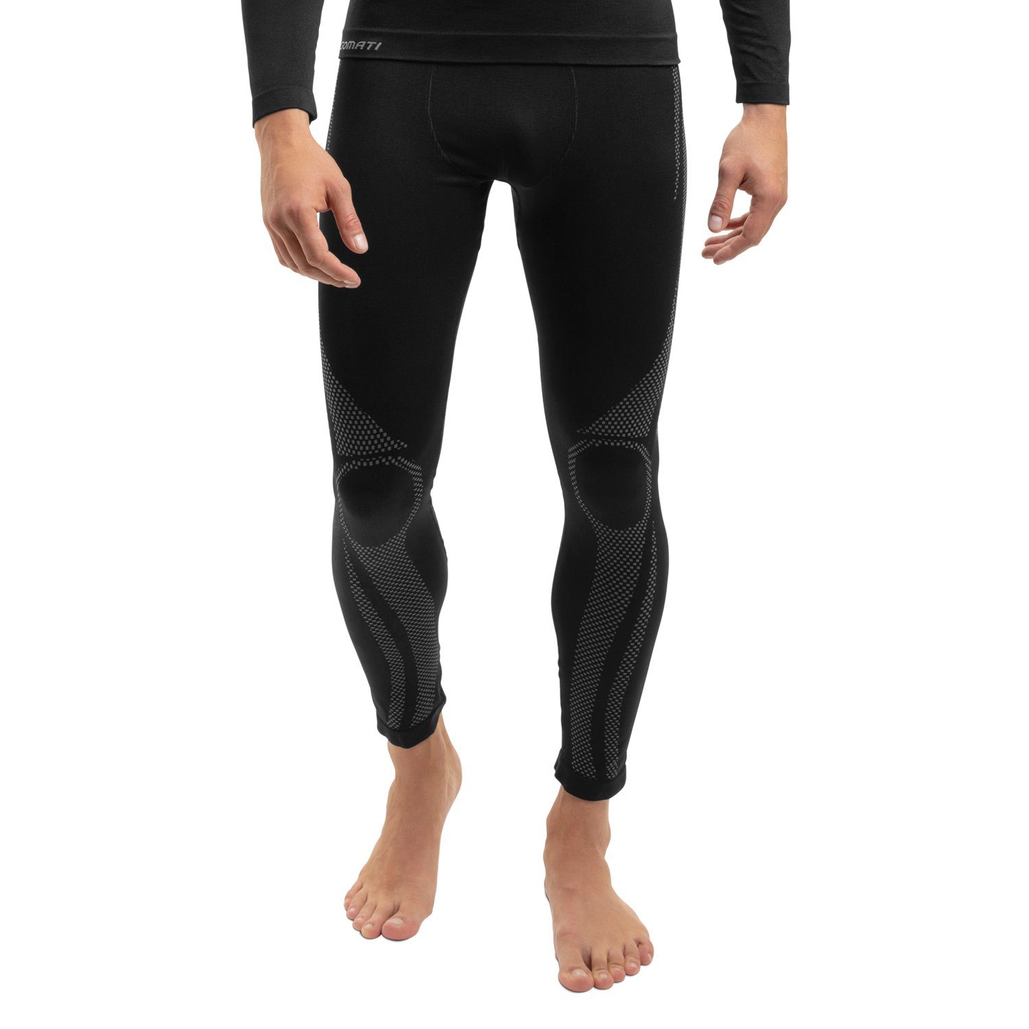 Gomati Thermohose Herren Ski Thermo Unterhosen lang Seamless, schnelltrocknend Schwarz / Grau