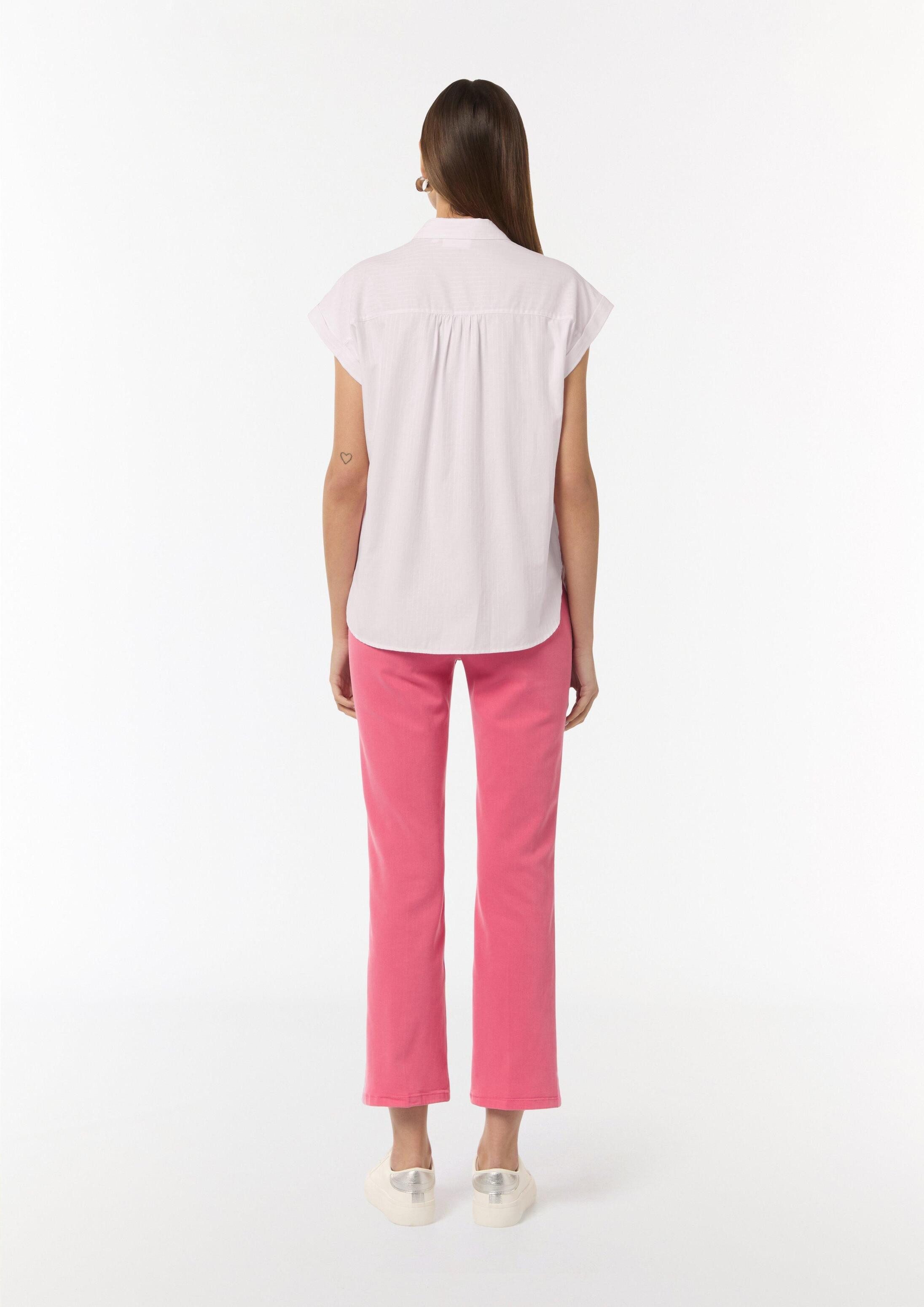 comma Kurzarmbluse Bluse Locker geschnittene Hemdbluse mit Musterstruktur