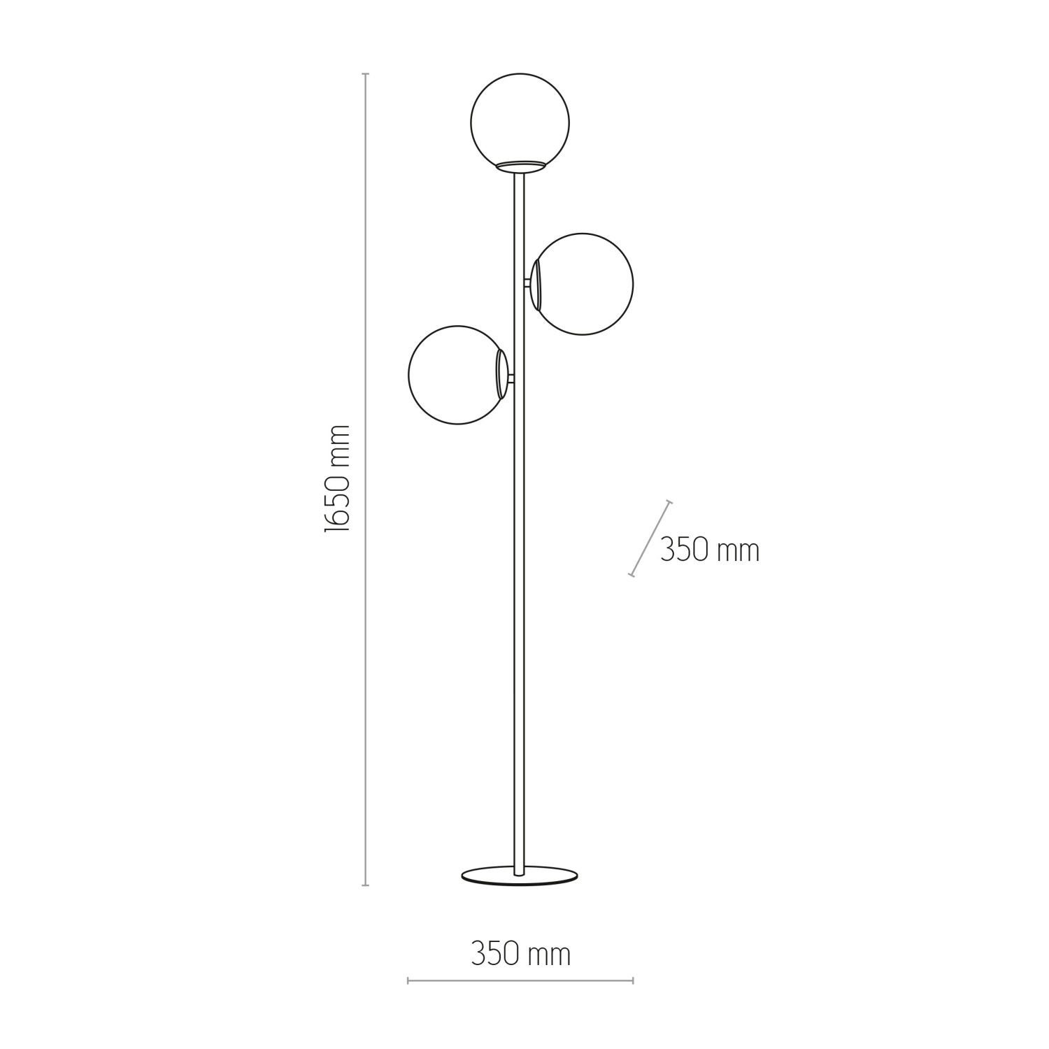 Glas ohne Modern Wohnzimmer Licht-Erlebnisse Stehlampe 3-flammig Metall Schwarz Weiß E27 PROSKO, Leuchtmittel, 165 cm