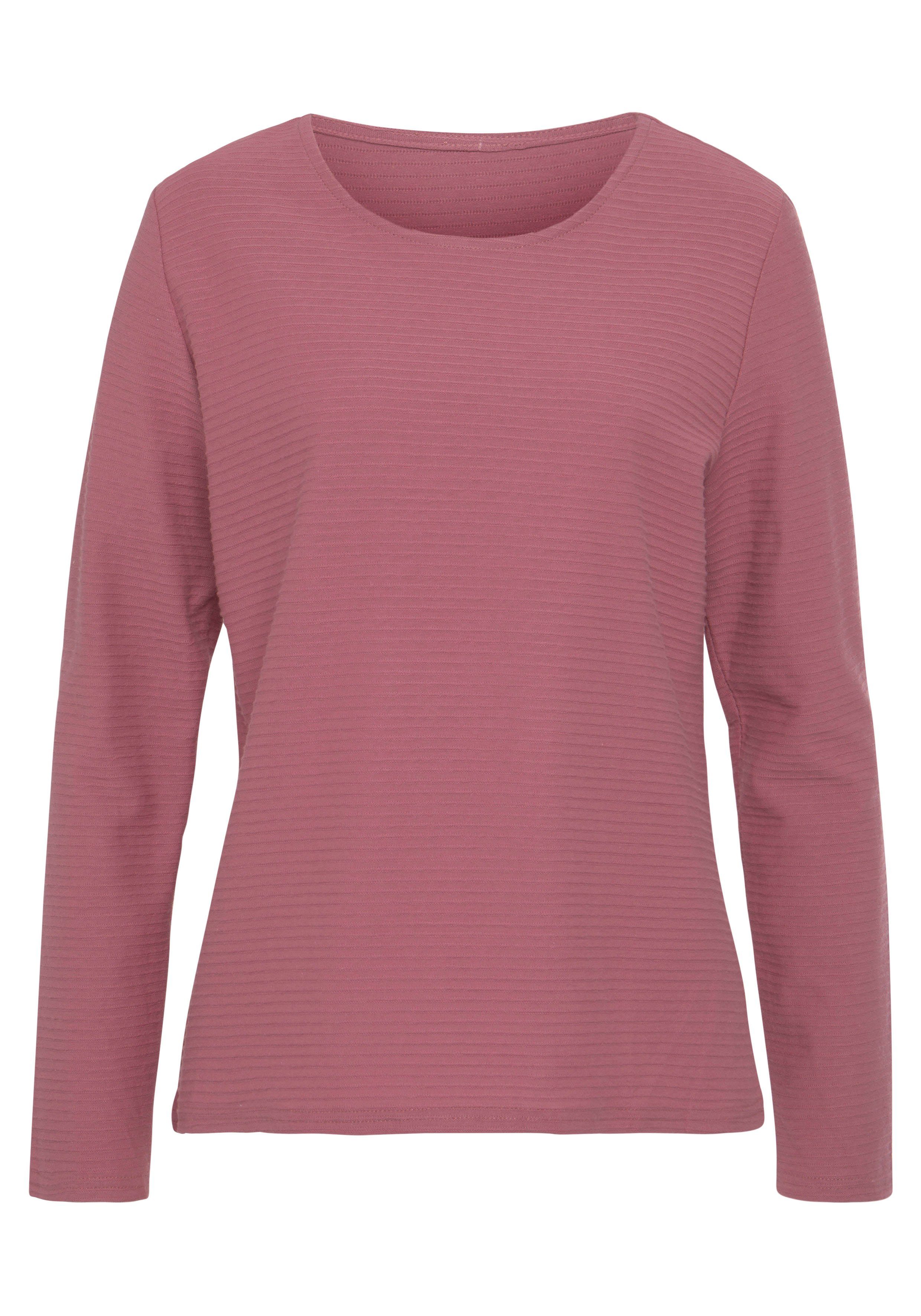 LASCANA Langarmshirt "mit Streifenstruktur", (2er-Pack), aus weicher Baumwo günstig online kaufen