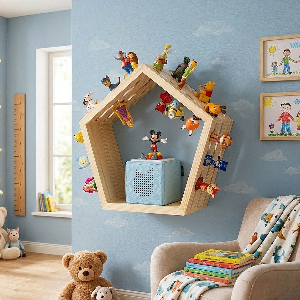 Baby Vivo Regal Toniebox magnetische Aufbewahrung für über 68 Tonies - 5 Eck