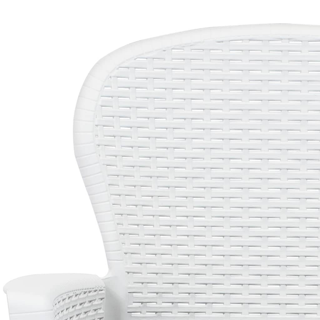 2 Rattan-Optik Kissen furnicato Kunststoff Gartenstühle Stk. mit Gartenstuhl Weiß