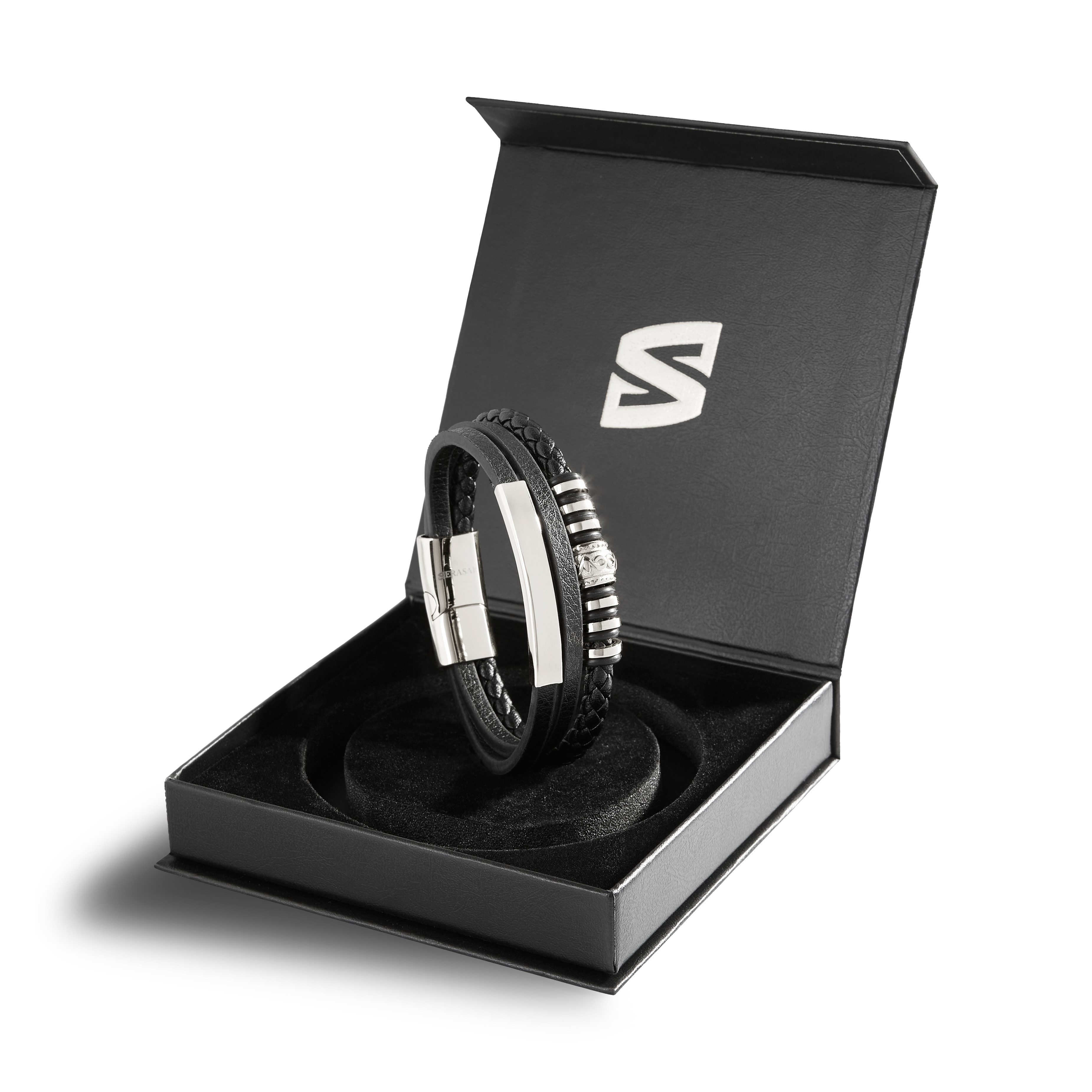 SERASAR Lederarmband Leder Herrenarmband "Shine" (Klassisch, elegant, casual, 1-tlg), aus Echtleder, Länge durch extra Glied verstellbar
