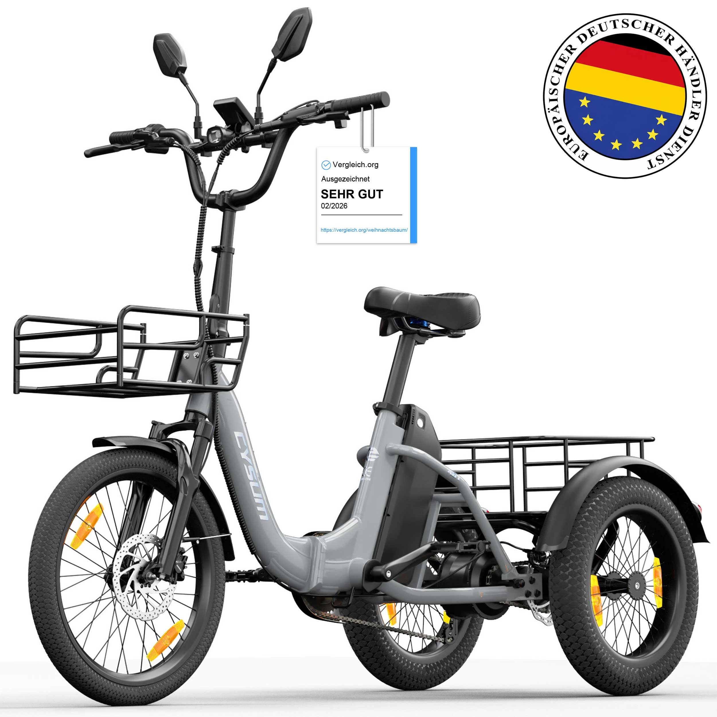 Vankel E-Bike AG1 3 rad Faltbares Damen u. Herren E-Fahrrad 960WH Pedelec, 120 km, Kettenschaltung, Heckmotor, 960 Wh, Faltbares 3-Rad-E-Bikes 250W, 48V 20AH Akku, 20"×3.0" Reifen