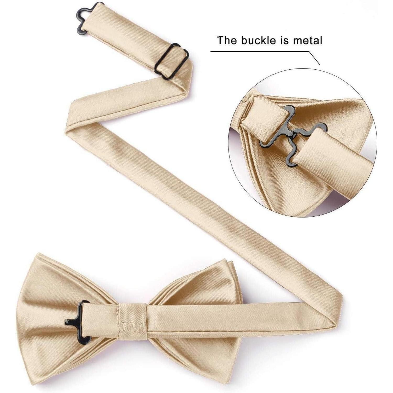 LuxusKollektion Fliege Fliege Herren vorgebundene Einstecktuch Set Hochzeit A1-cream