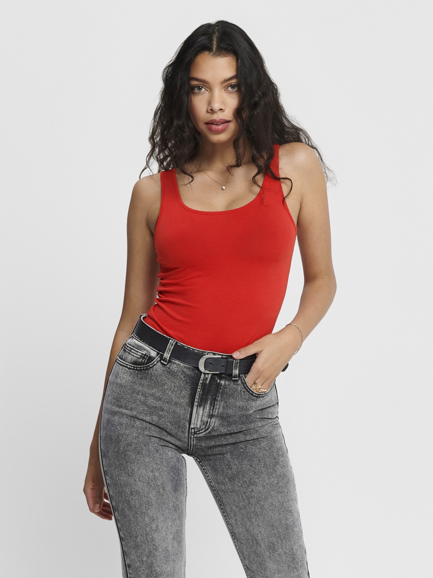 ONLY Tanktop Live Love (3-tlg) Lange Tops, elastische Baumwollqualität