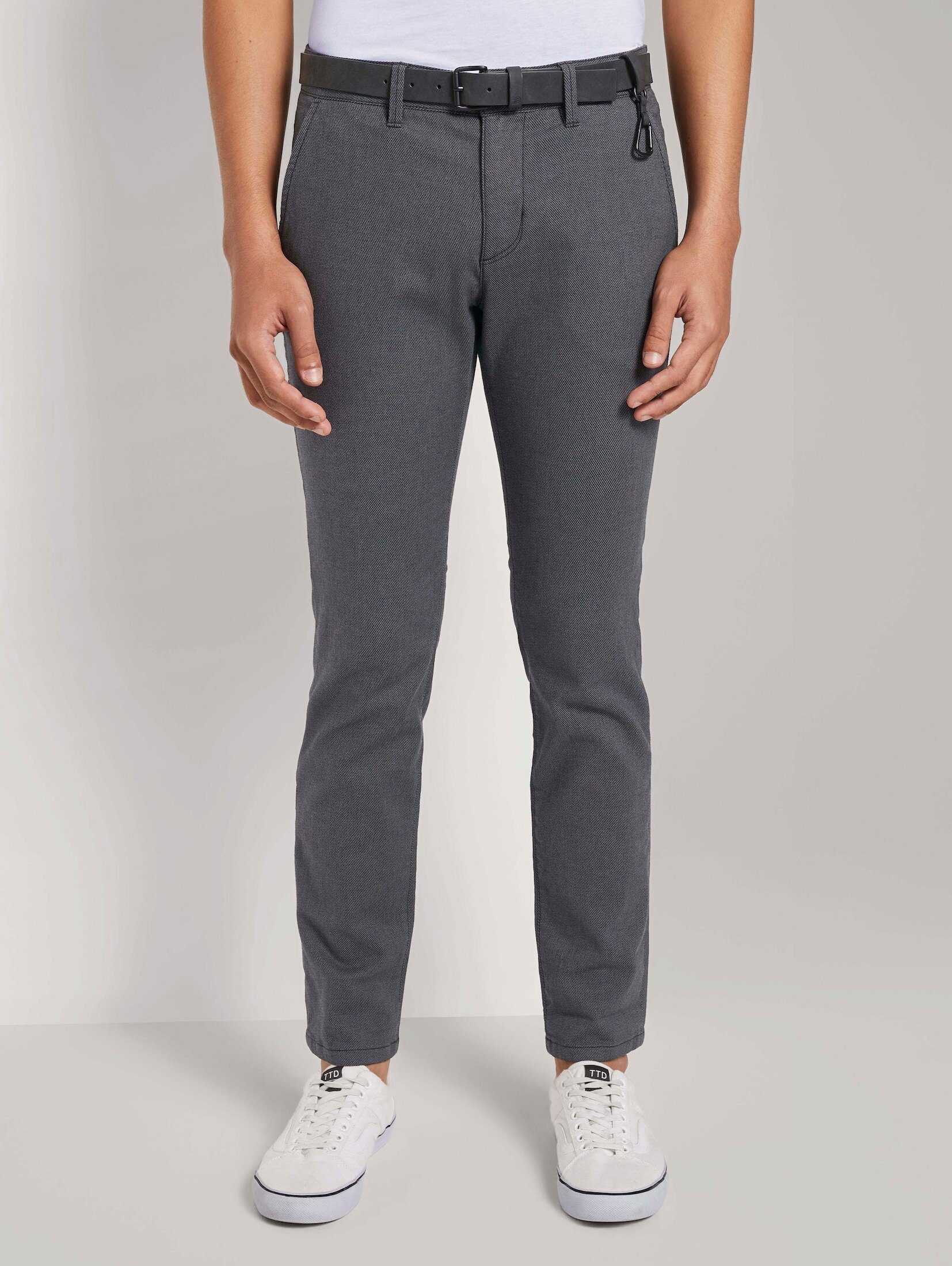 Chinohose Strukturierte Chino Hose mit Gürtel