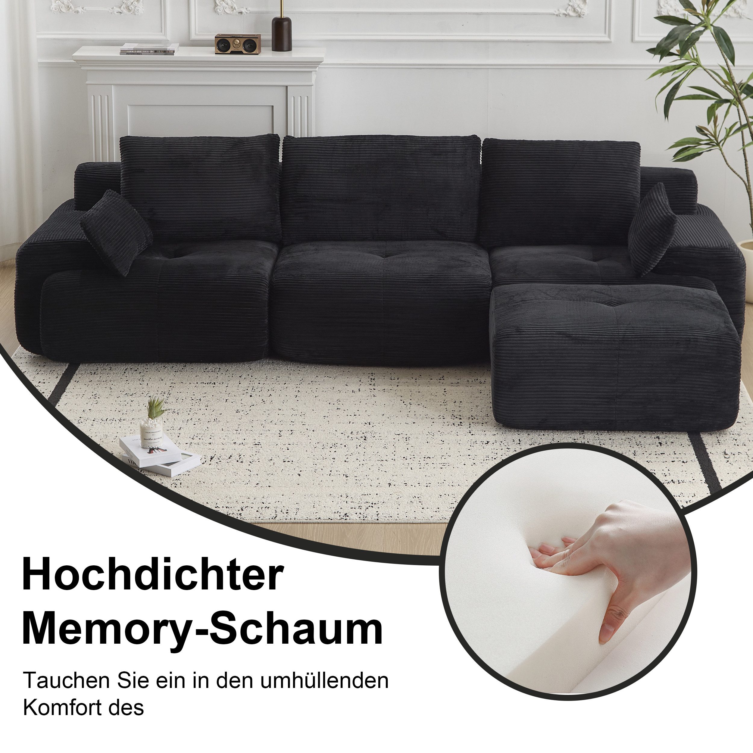 Leawin Sofa Sofa 3-2-1 Sitzer mit Schlaffunktion – Wohnzimmersofa modern & bequem, Bequemes Sofa mit Bettfunktion – modern, kompakt und flexibel nutzbar