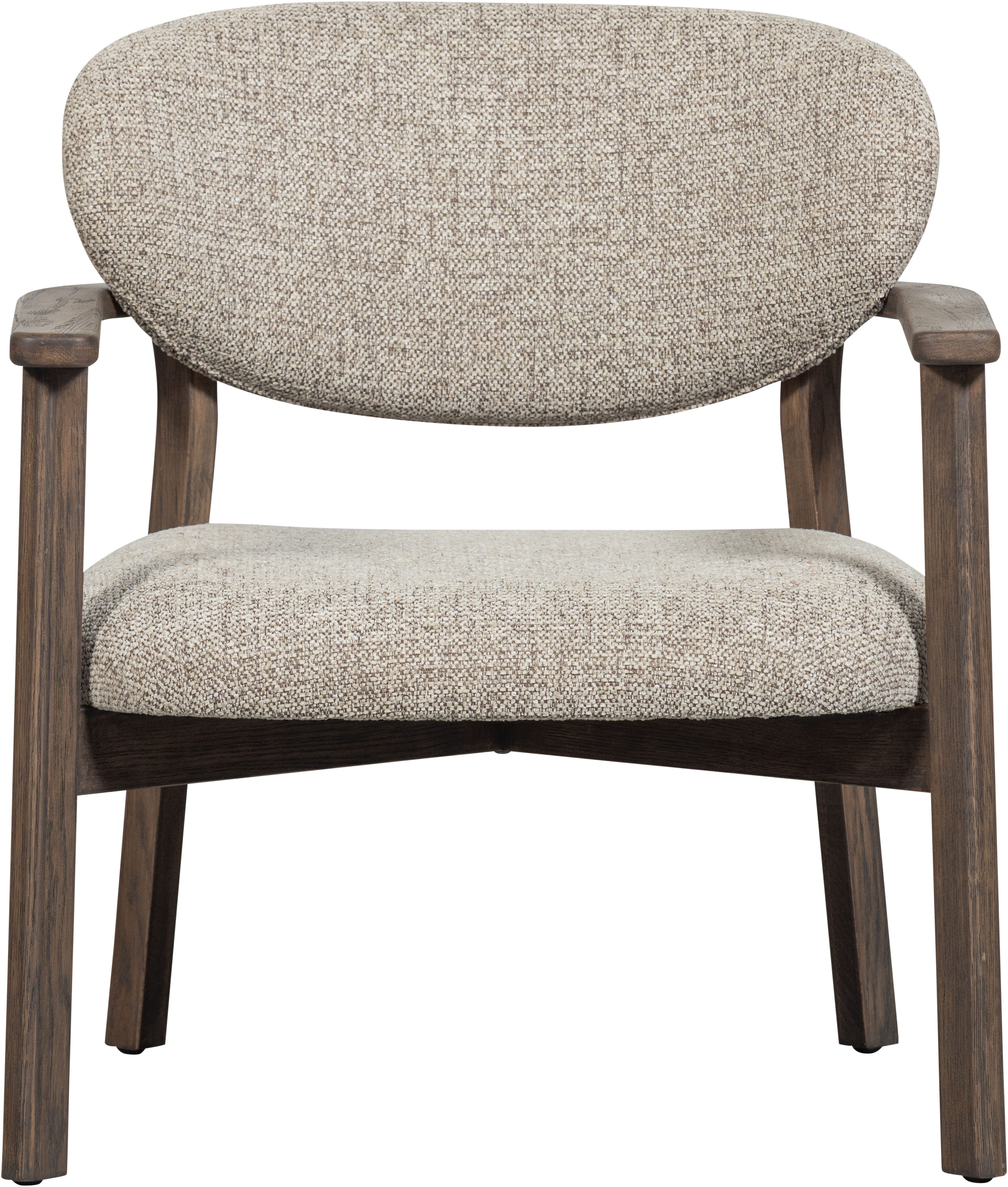 WOOOD Loungesessel Udar mit More-Melange-Bezug und Eichenholzgestell, B68 x T75 x H76 cm, Sehr hohe Verschleißfestigkeit, Tragkraft 120 kg, mittlere Sitzhöhe