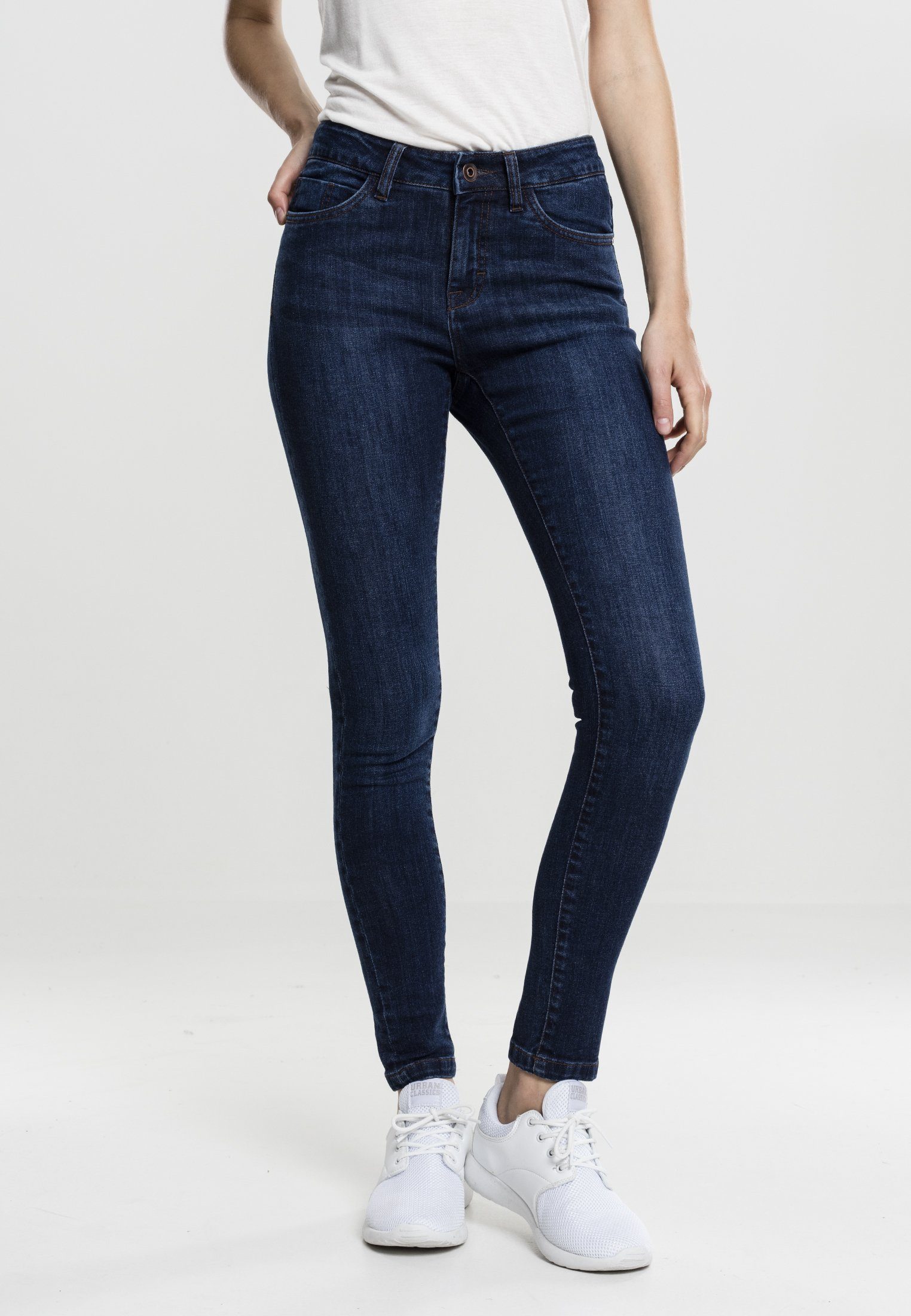 URBAN CLASSICS Bequeme Jeans Damen Ladies Skinny Denim Pants (1-tlg) TB1739 darkblue Skinny
