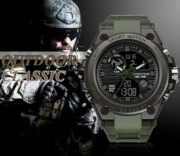 findtime Militär Herren's Sport 5 ATM Wasserdicht Smartwatch (1,91 Zoll), Schrittzähler Schlafmonitor Pulsmesser Uhr Blutdruck Sportuhr