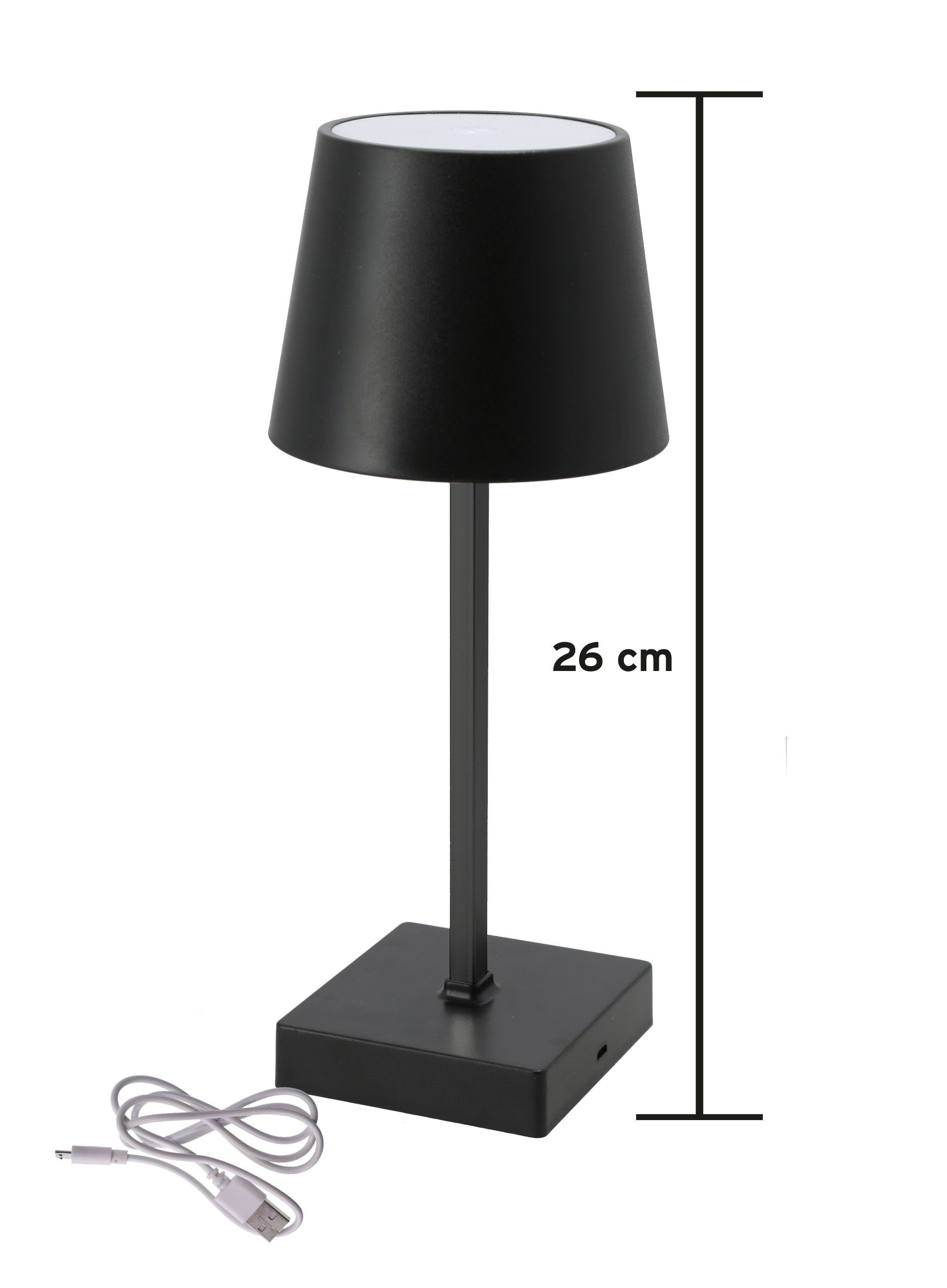 Spetebo LED Tischleuchte LED Akku Tischleuchte warmweiß - 26 x 10 cm,  mehrere Helligkeitsstufen, LED fest integriert, warm weiß, Touchlampe  Nachttischlampe Schreibtischlampe