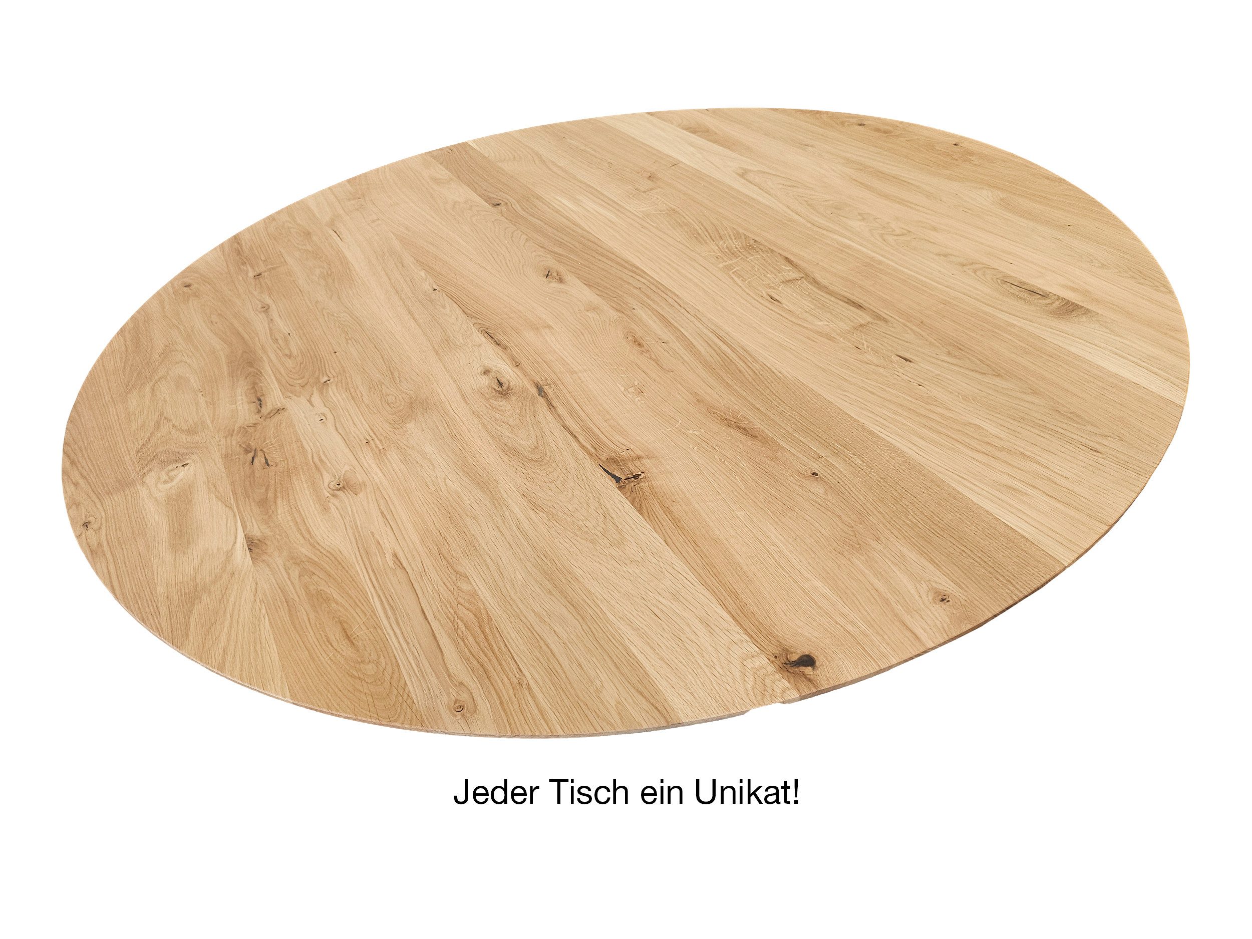 Massivart® Esstisch Eiche Massivholz geölt, rund, Spider-Gestell »LUND«, Schweizer Kante · kompaktes Raumwunder · (120x120 cm) – Bild 4 von 5