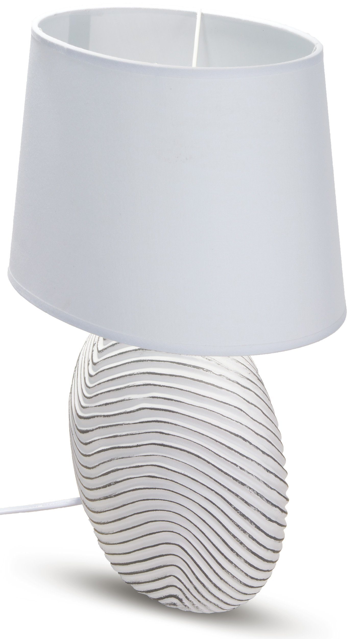 Tischlampen BRUBAKER 2er Nachttischlampe - Nachttischlampen Leuchtmittel, "Zen mit 2x Keramikfuß moderne Garden", Set ohne Set - Modern Tischlampe Weiß