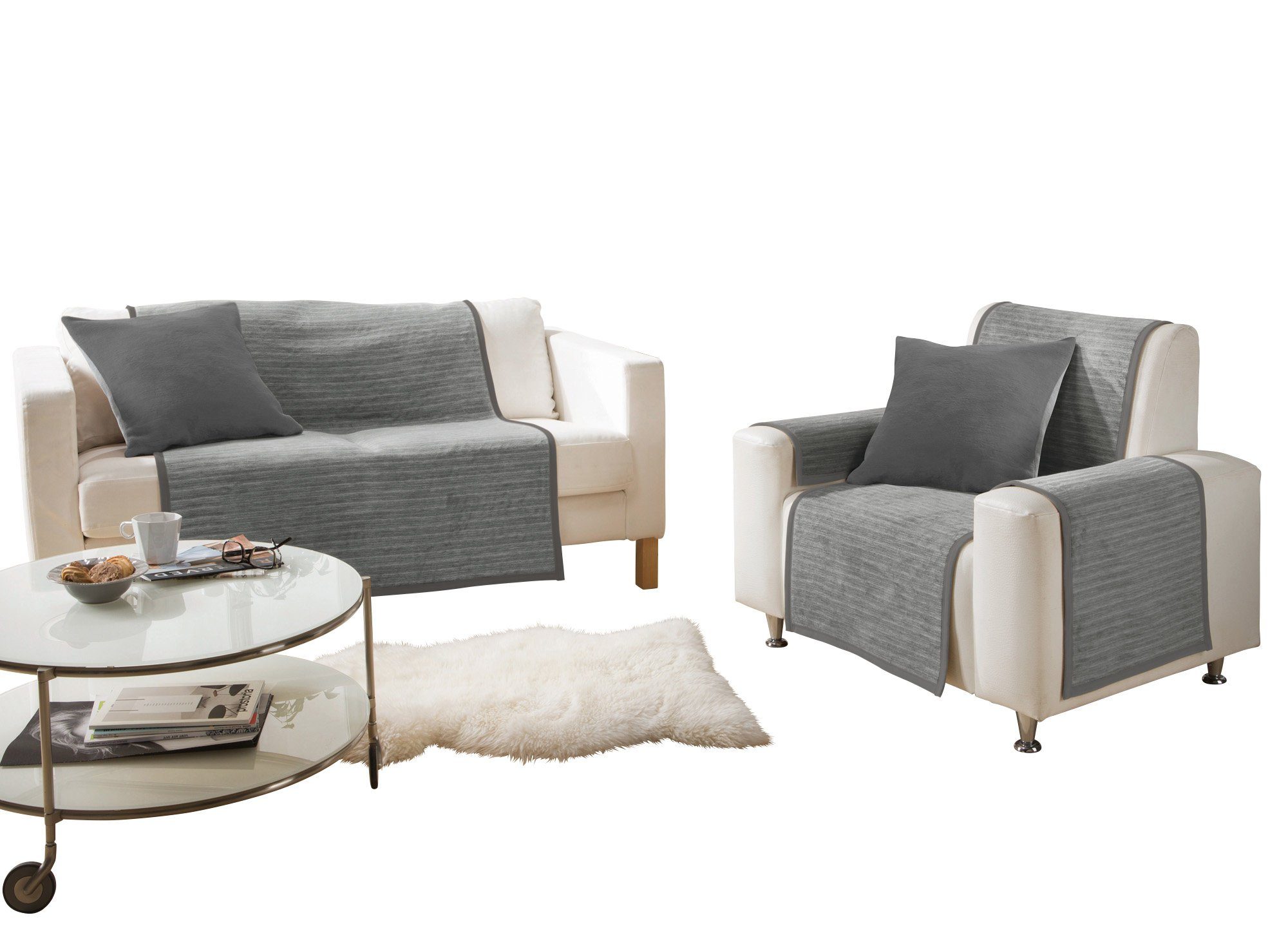 Erwin Müller Sesselschoner Armlehnenschoner "Rimini" 2er-Pack, Baumwollmischung Streifen