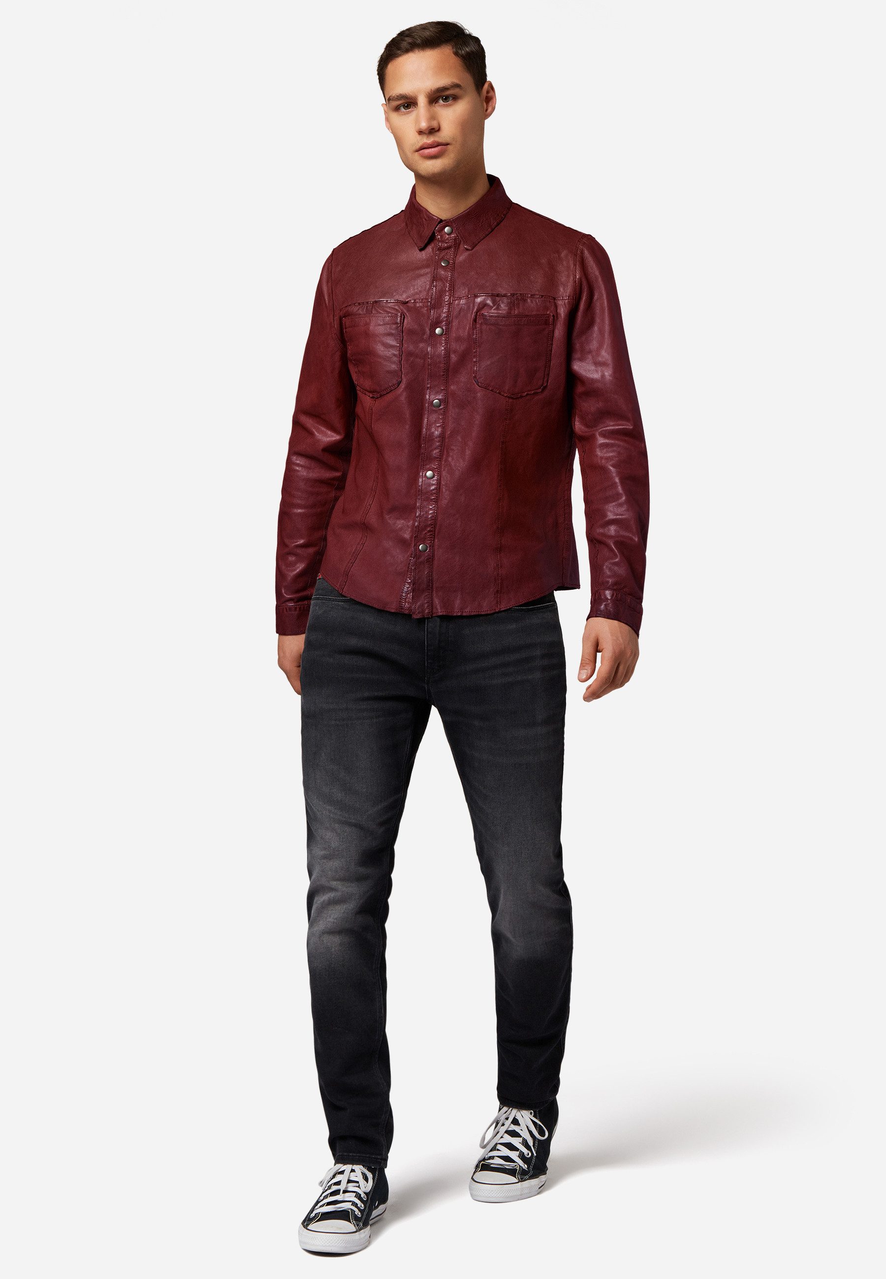 RICANO 2-in-1-Langarmshirt Reverse Shirt Wendbares Lederhemd - beidseitig t günstig online kaufen