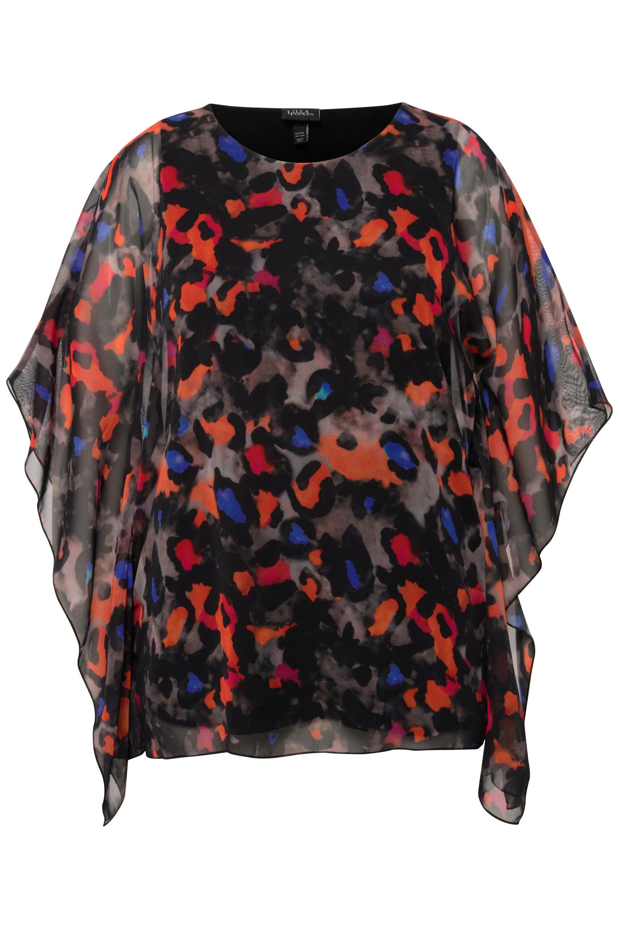 Ulla Popken Longbluse Bluse doppellagig Oversized Rundhals Halbarm günstig online kaufen