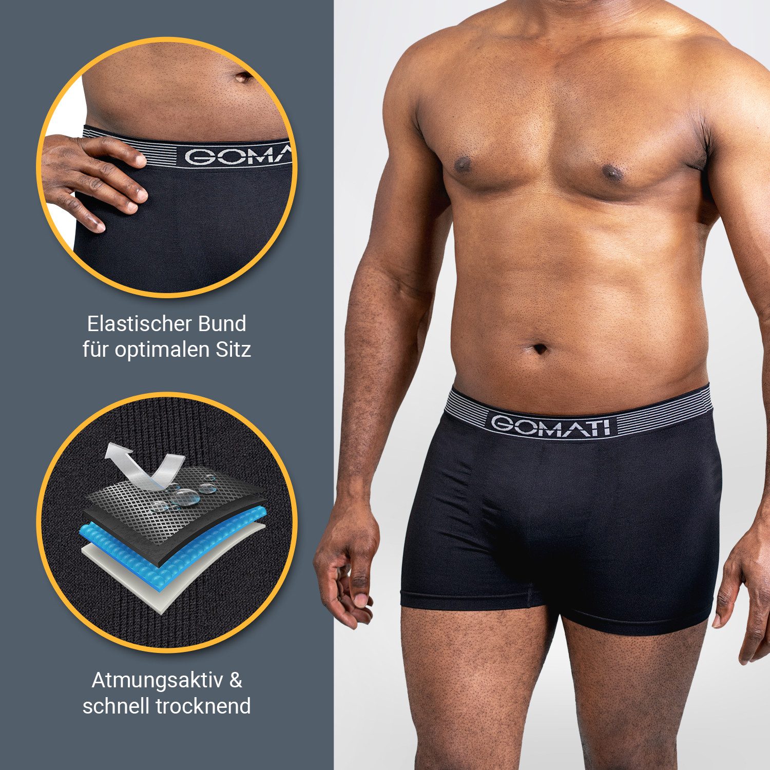 Gomati Boxershorts Herren Seamless Pants (3er Pack) Microfaser-Elasthan Box günstig online kaufen