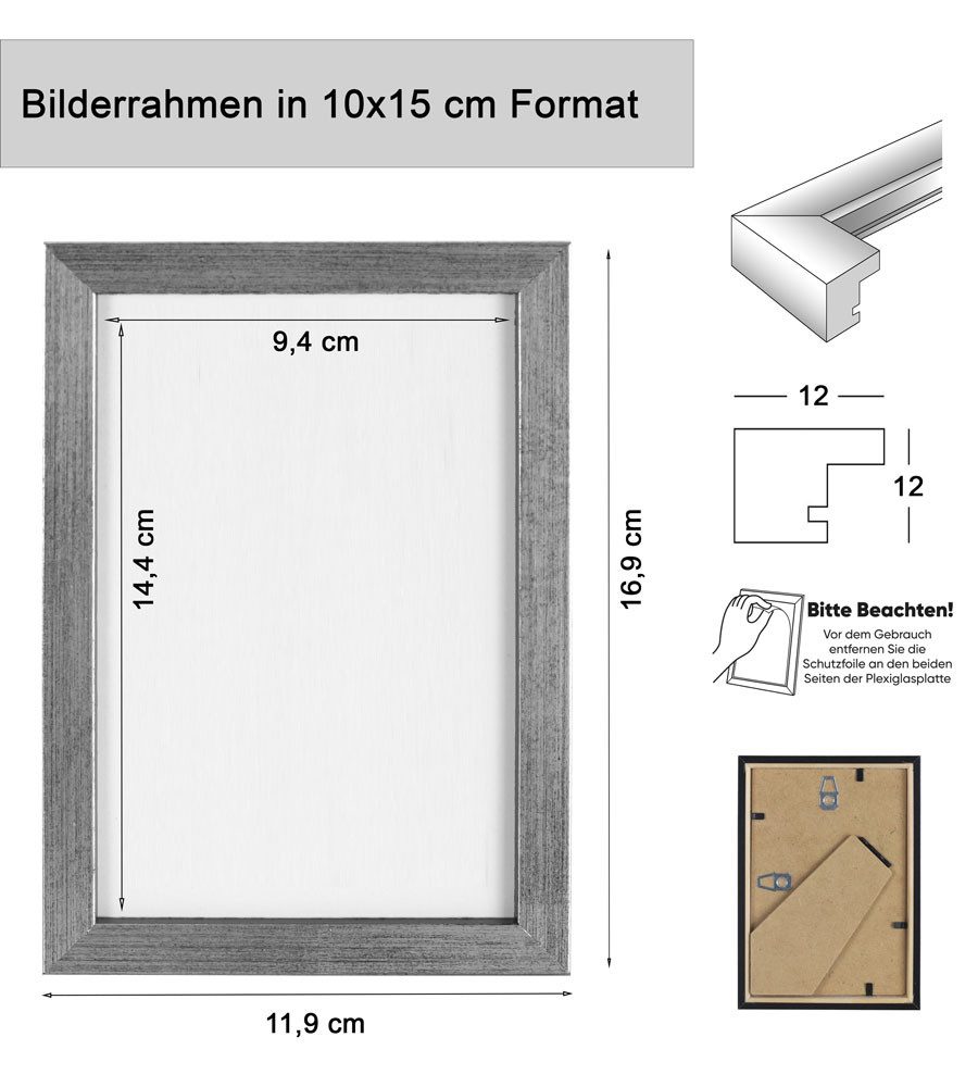 IDEAL TREND Bilderrahmen 3er 5er Set Holz Bilderrahmen Lifestyle Plexi Foto Rahmen Collage Wand, für 3 Bilder (3 St), Holz Bilderrahmen mit Papiereinleger und K – Bild 5 von 5