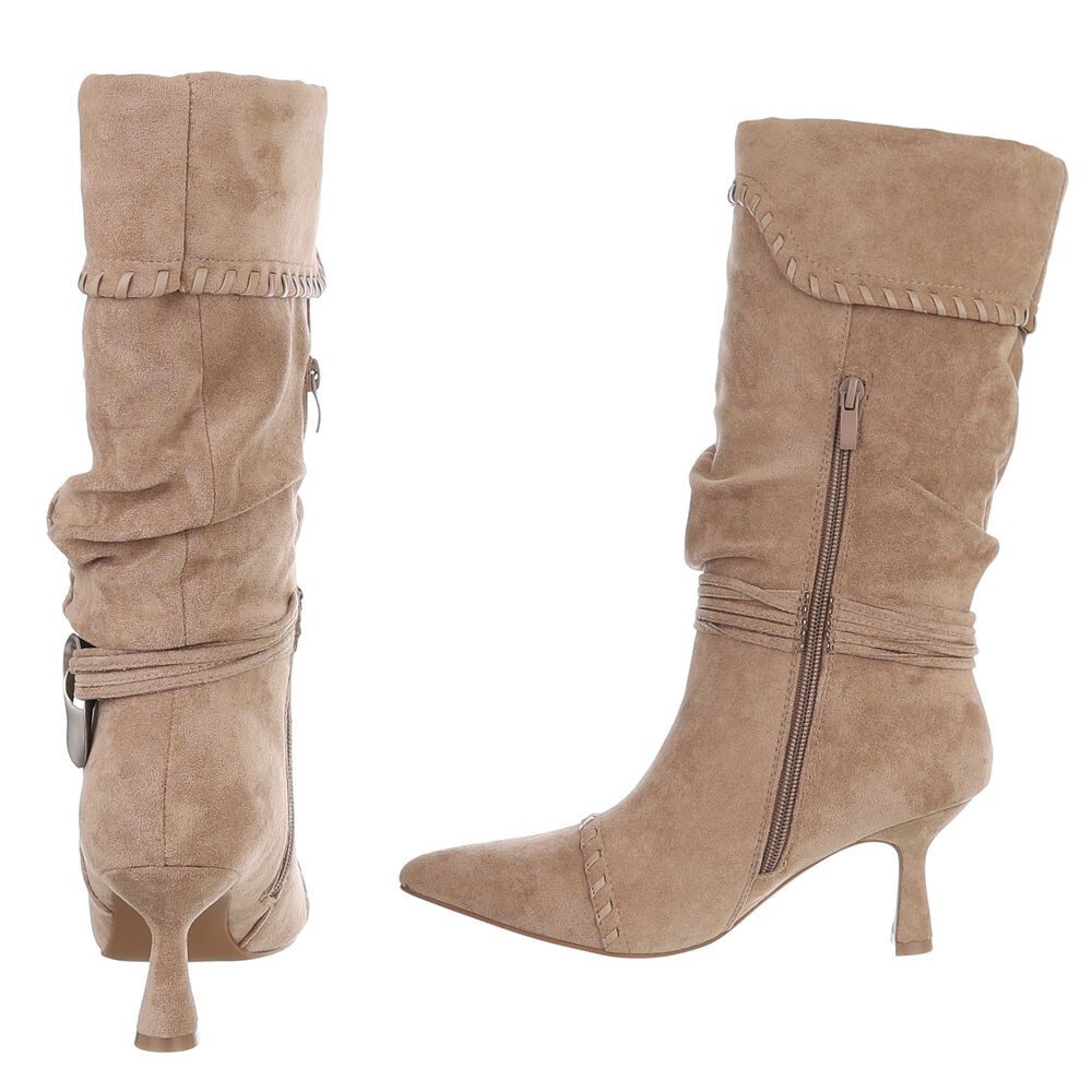 Ital-Design Elegante Stiefel mit spitzer Zehenform und modischen Details Stiefel (90515012) Pfennig-/Stilettoabsatz Stiefel in Hellbraun – Bild 5 von 5
