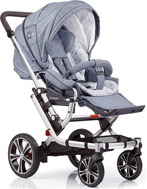 Gesslein Kombi-Kinderwagen F6 Air+, Eloxiert Graphit mit Tragetasche C1 Lift, Anker, Design & Handarbeit aus Deutschland