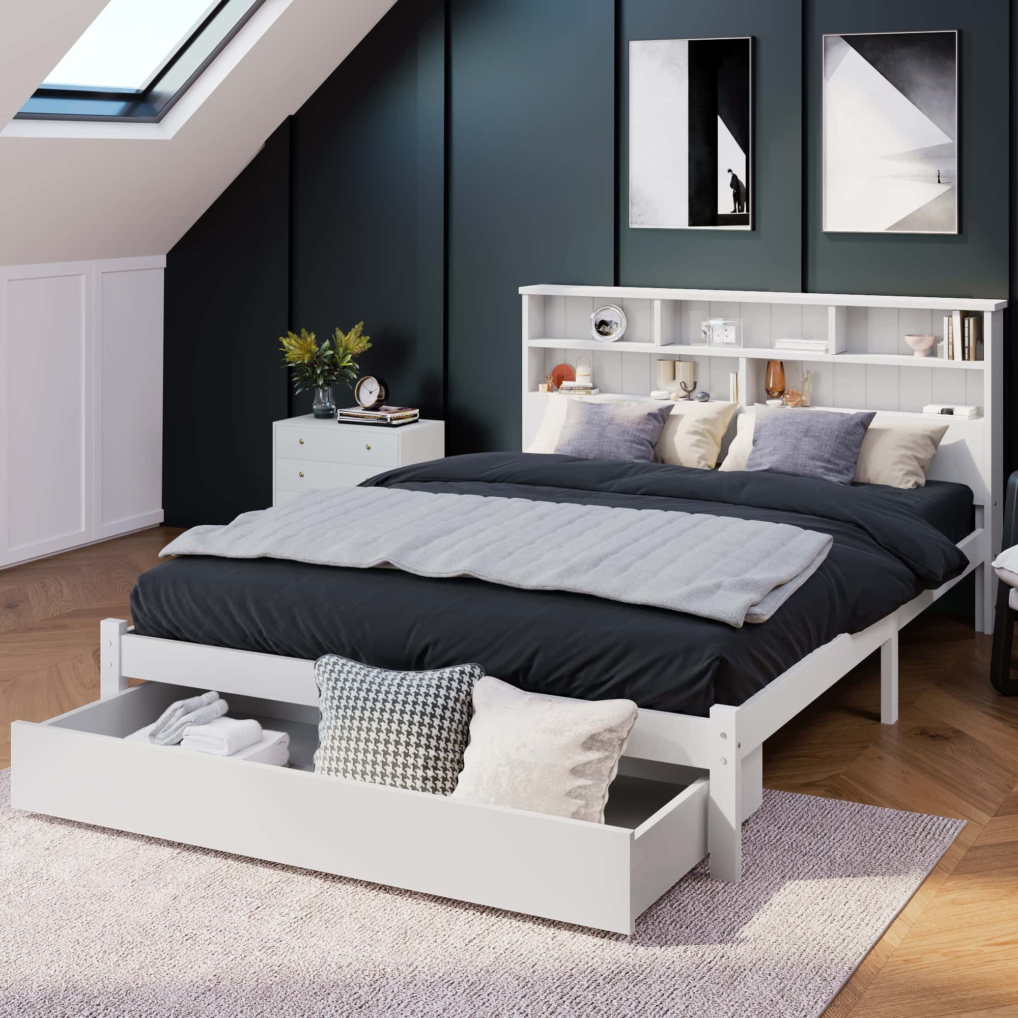 Yemaster Holzbett Massivholz Bett 90x200/140x200 cm günstig online kaufen