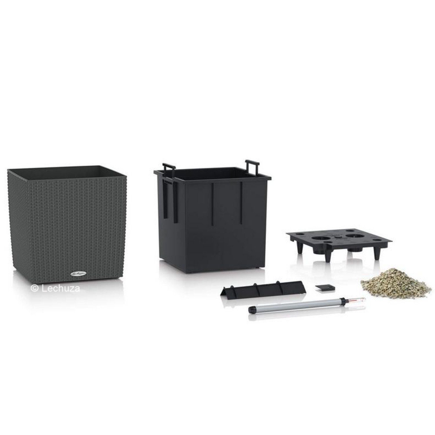Lechuza® Pflanzkübel Pflanzgefäß Cube Cottage 30 granit