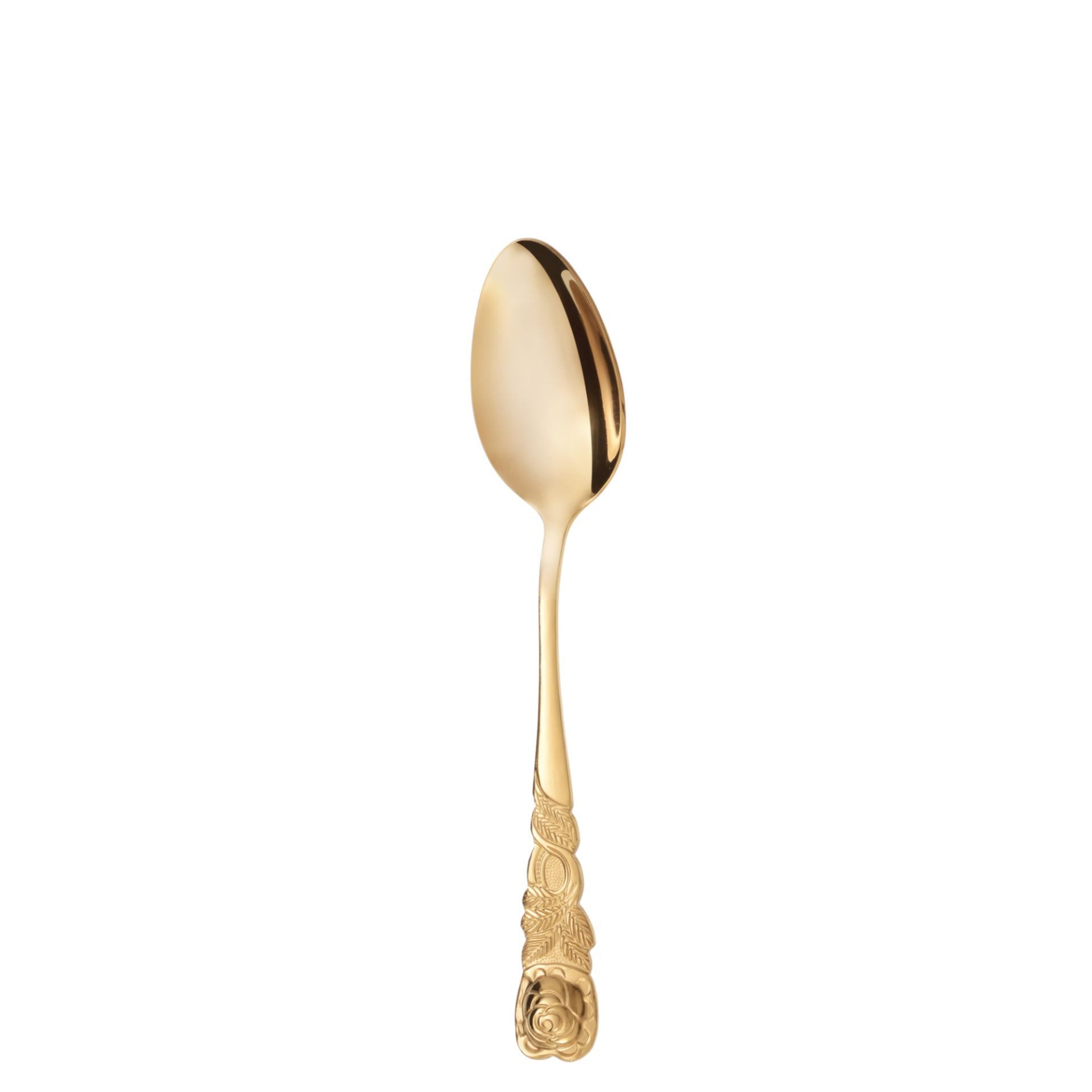 GRÄWE Kaffeelöffel (6 Stück), GRÄWE Kaffeelöffel 6 Stück Edelstahl, Serie Rosendekor, goldfarben